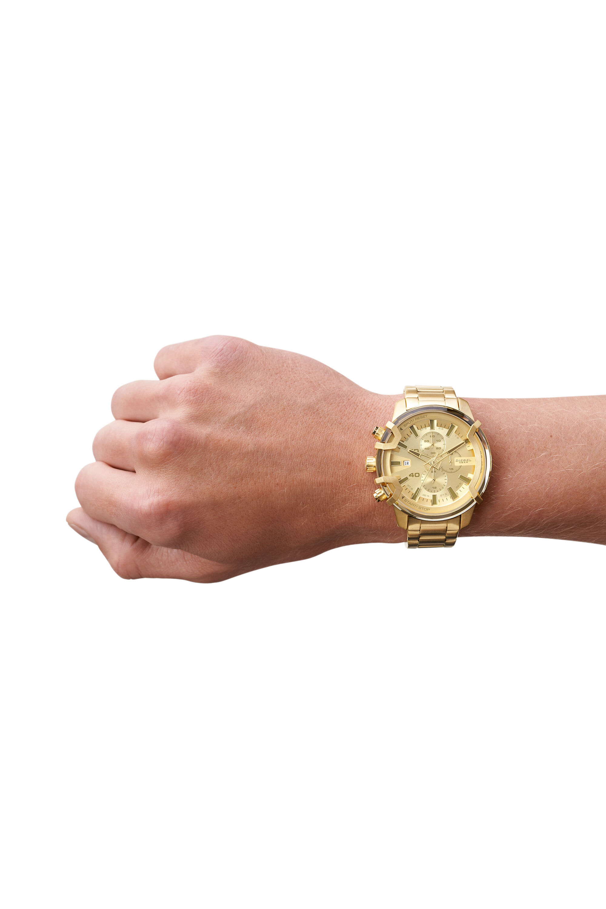 Diesel - DZ4573, Male's Griffed chronograph gold-tone watch in ゴールド - 4