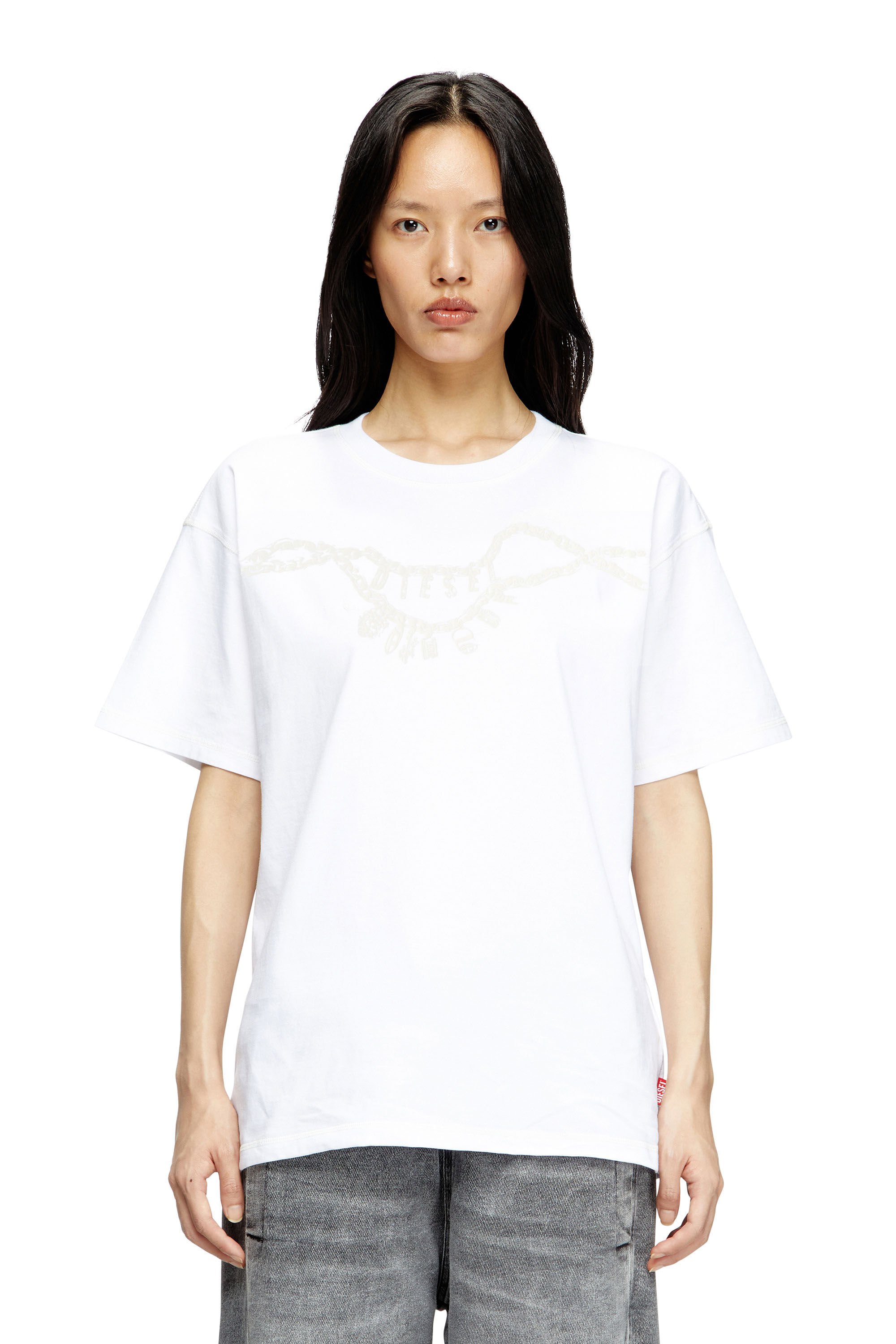 Diesel - T-NORM-HOSHI, Unisex's T-shirt with charm necklace print in ホワイト - 5