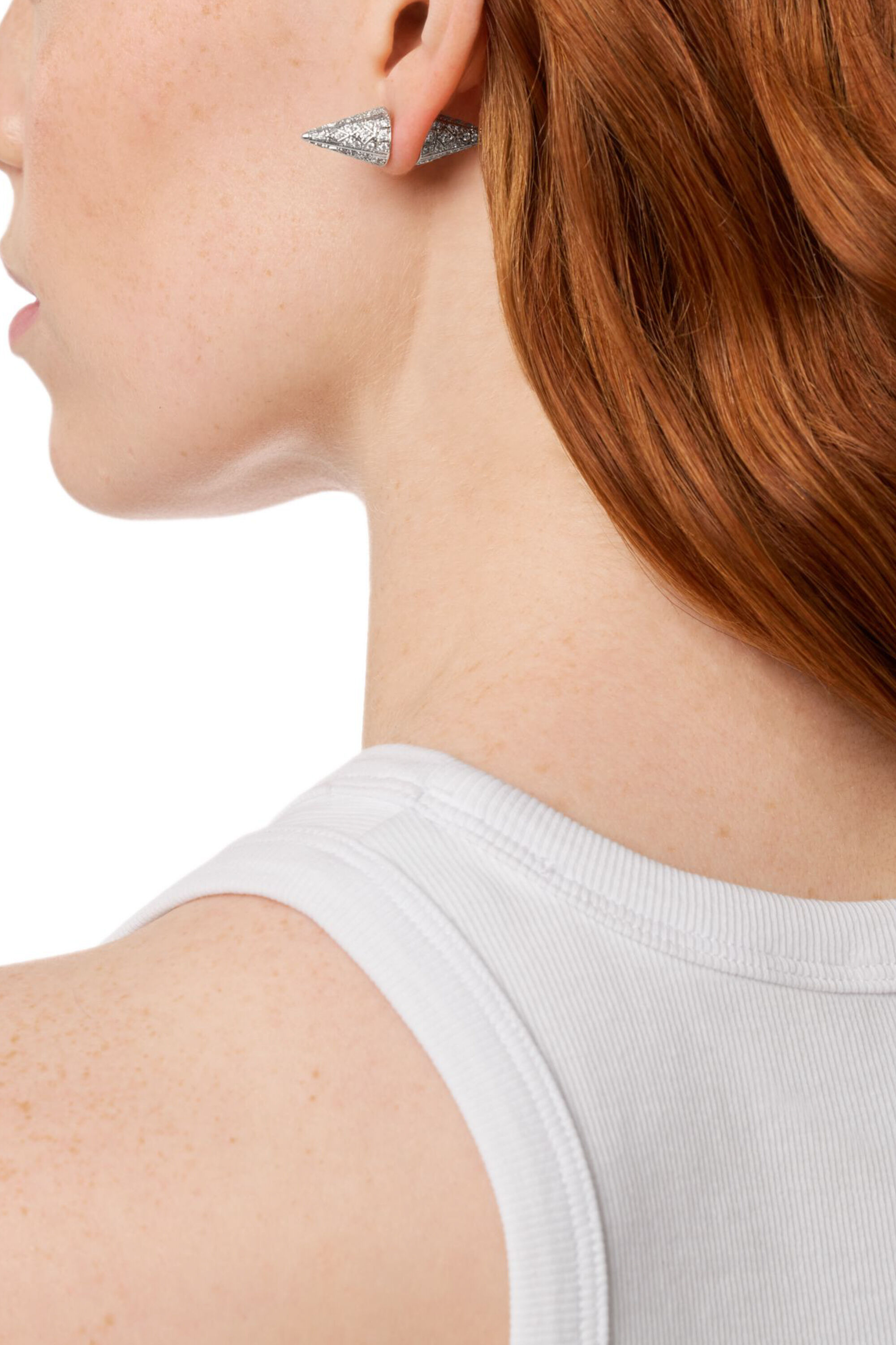 DX1658040 JEWELLERY Silver-tone brass stud earrings｜シルバー