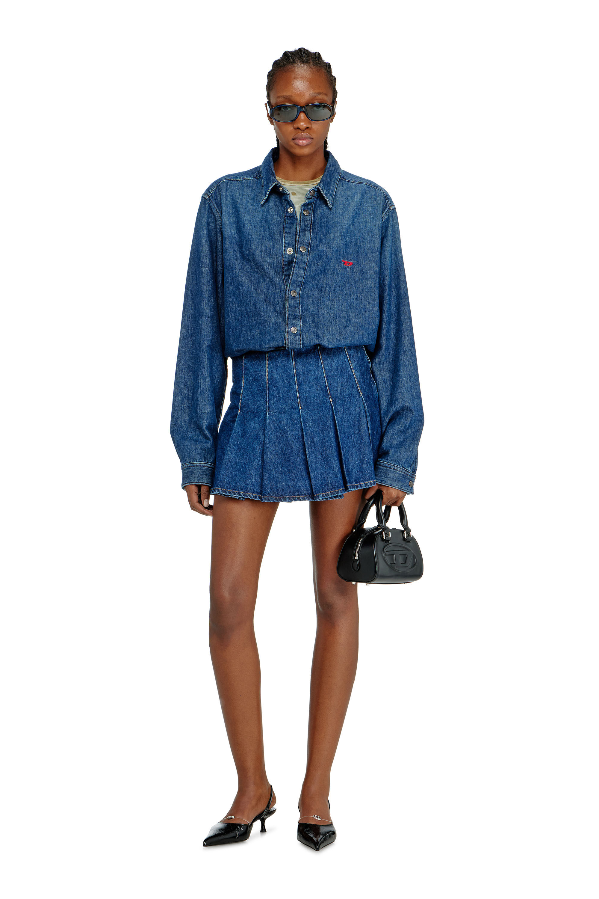 Diesel - DE-SHERO, Female's デニムショートパンツ in ミディアムブルー - 1