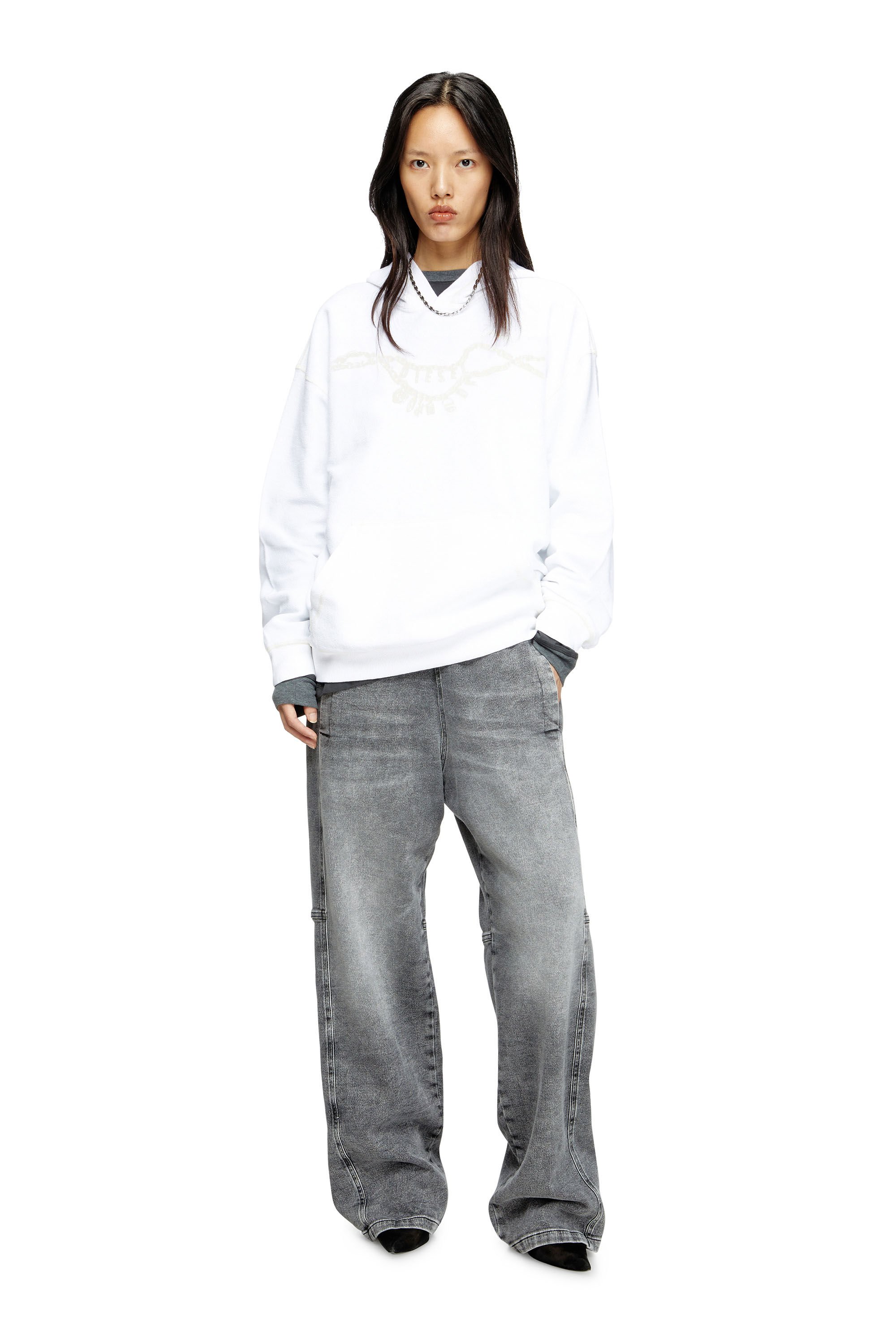 Diesel - S-BOXT-HOOD-HOSHI, Unisex's Hoodie with charm necklace print in ホワイト - 6