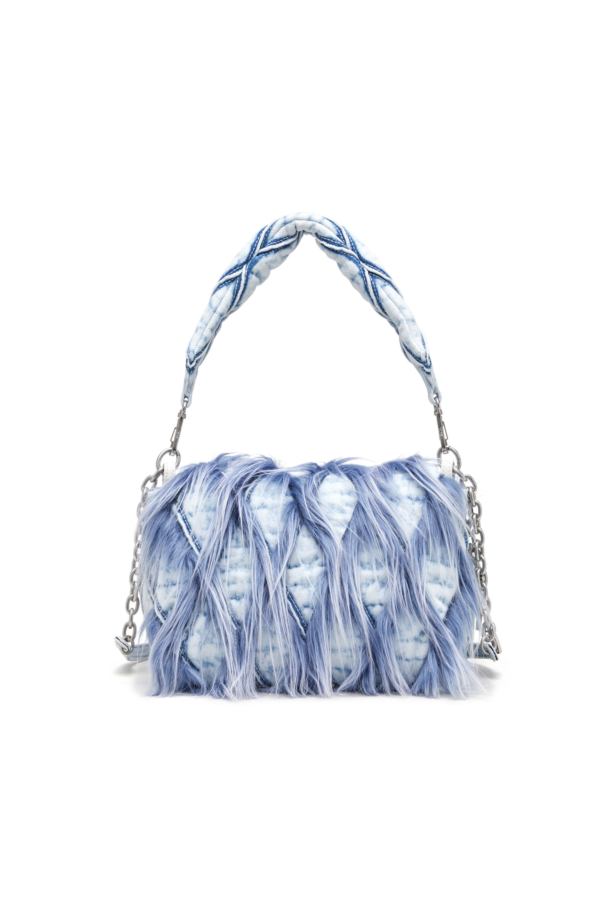 Diesel - CHARM-D SHOULDER M, Female's Charm-D M-Shoulder bag in denim and faux fur in ブルー - 2