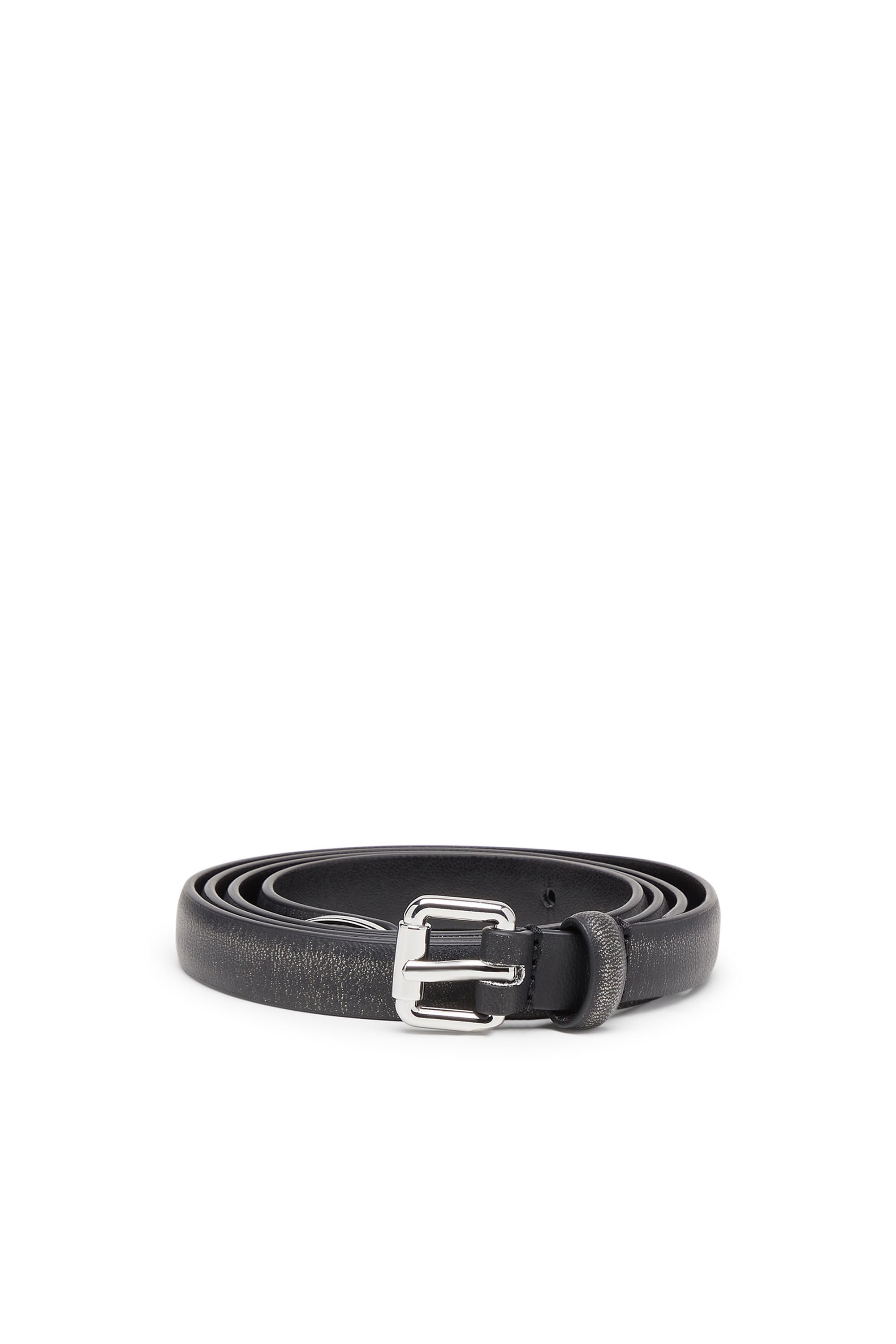 Diesel - B-DD-TIP, Female's 1.4cm belt with slim buckle in ブラック/シルバー - 1