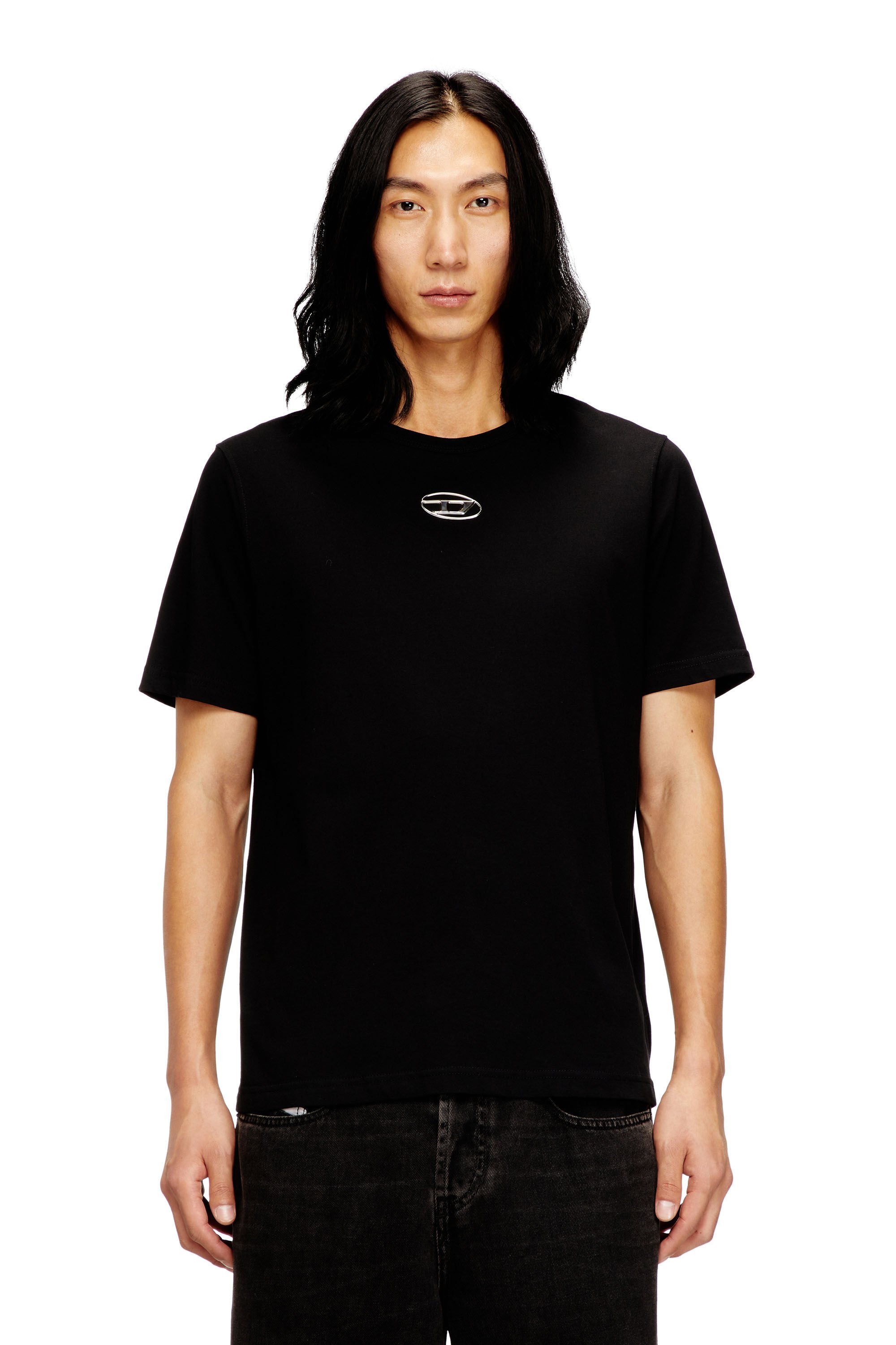 Diesel - T-ADJUST-OD, Male's T-shirt with metallic Oval D in ブラック - 3