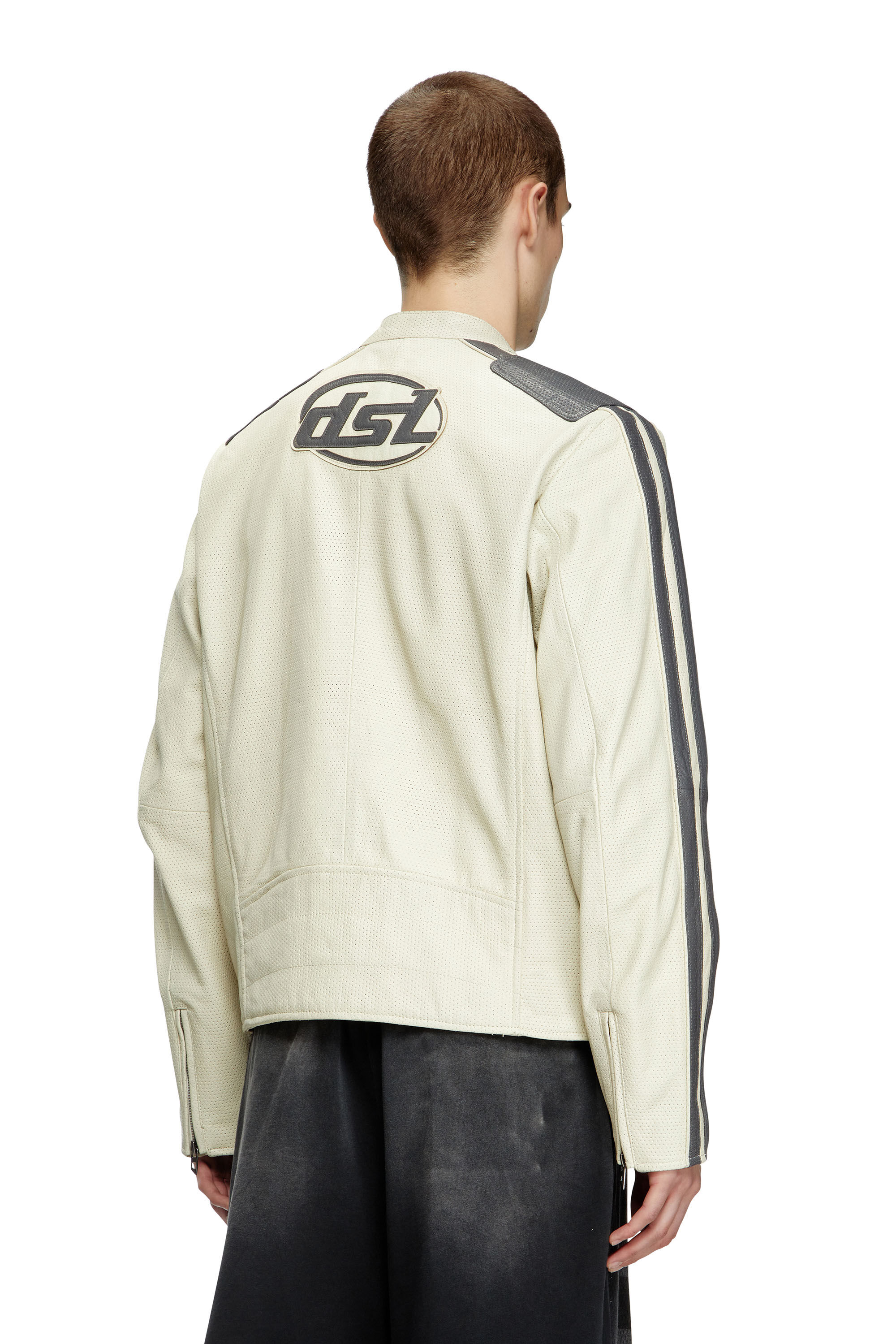 Diesel - L-POP, Unisex's Biker jacket in perforated leather in ホワイト - 5