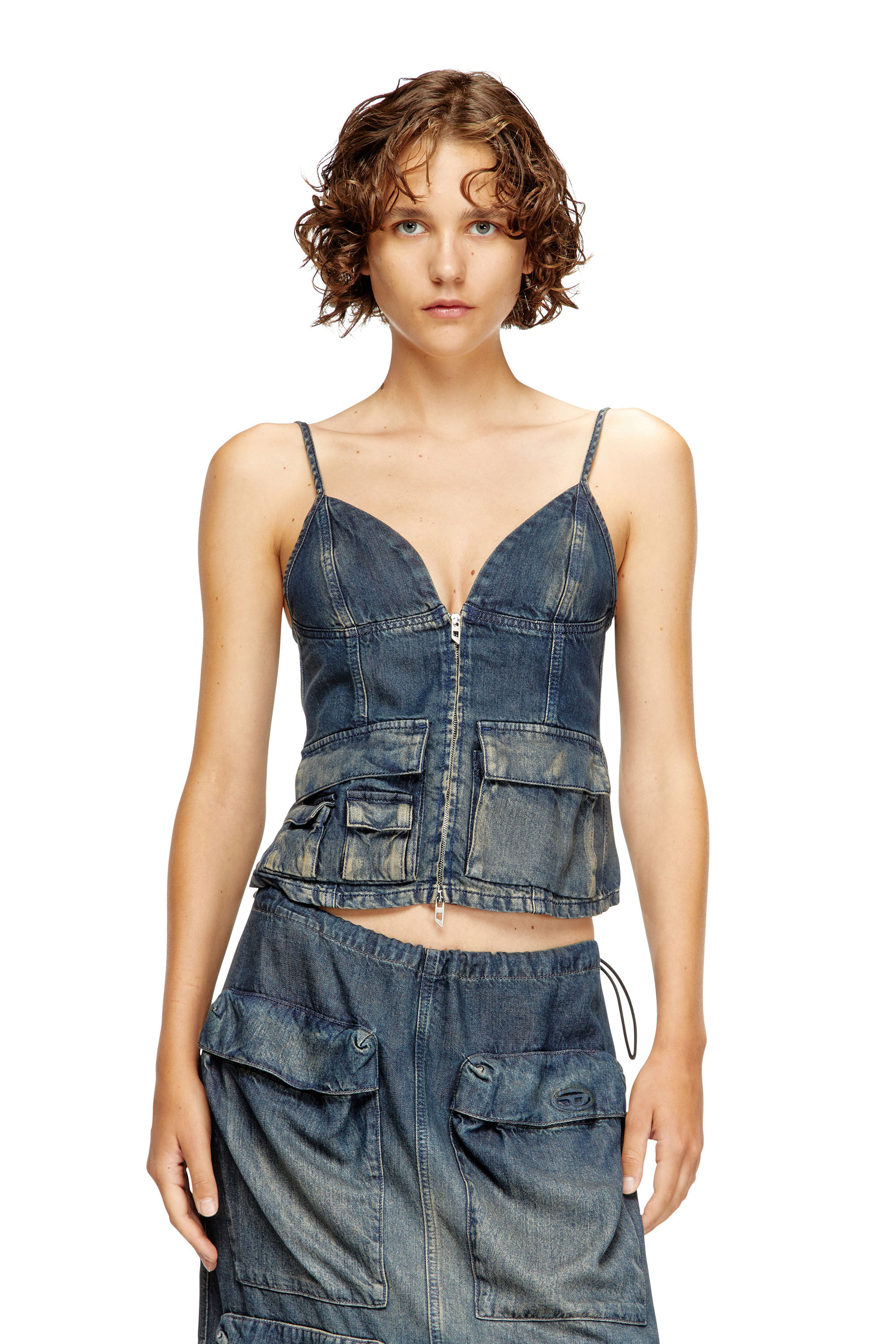 Diesel - DE-MELLIS-S, Female's Top in gradient fluid denim in ダークブルー - 2