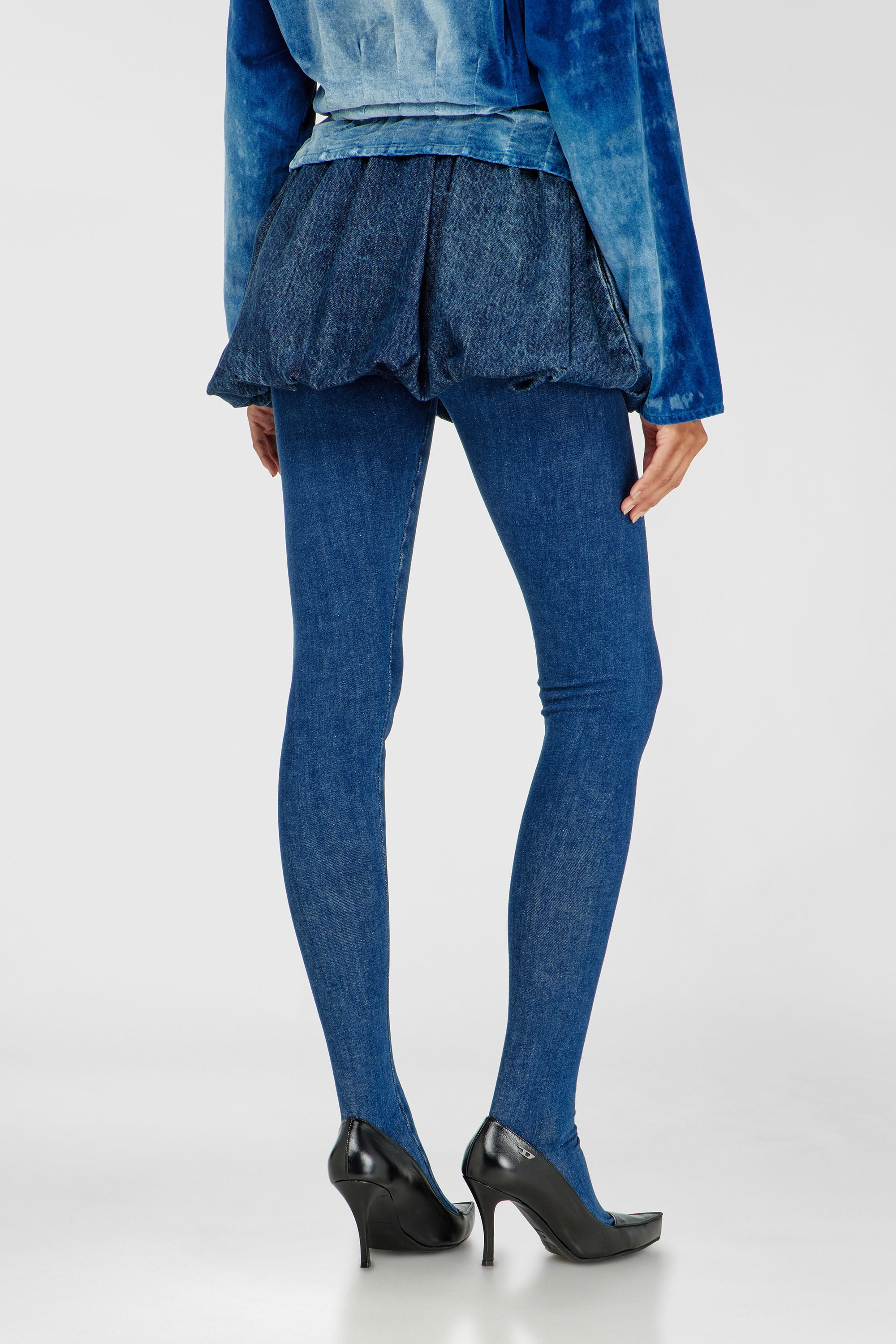 Diesel - DE-MUJ-FSJ2, Female's Short bubble skirt in denim in ダークブルー - 4