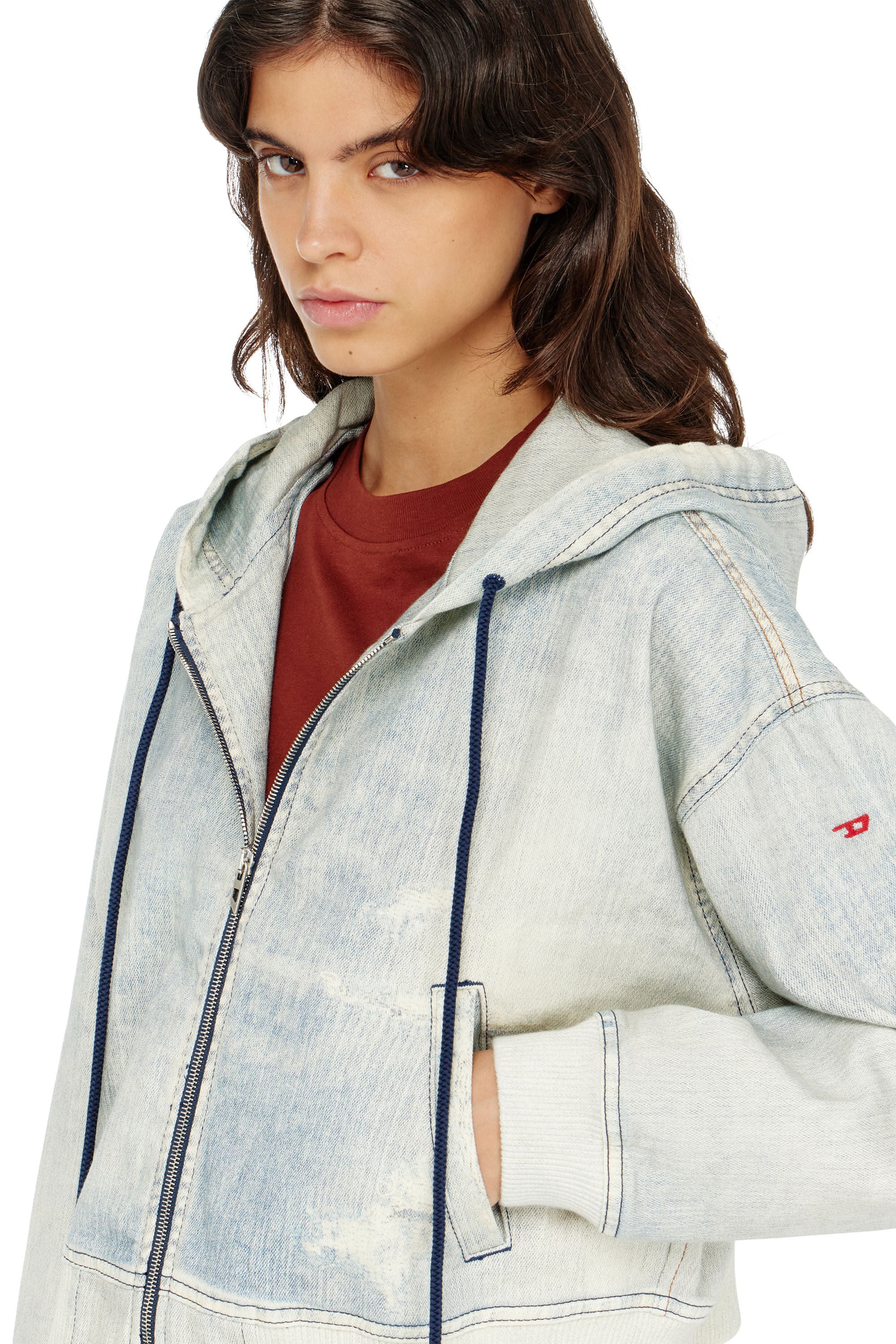 Diesel - DE-GIRI-CROP JOGG, Female's ジョグ ジップアップパーカー in ライトブルー - 4