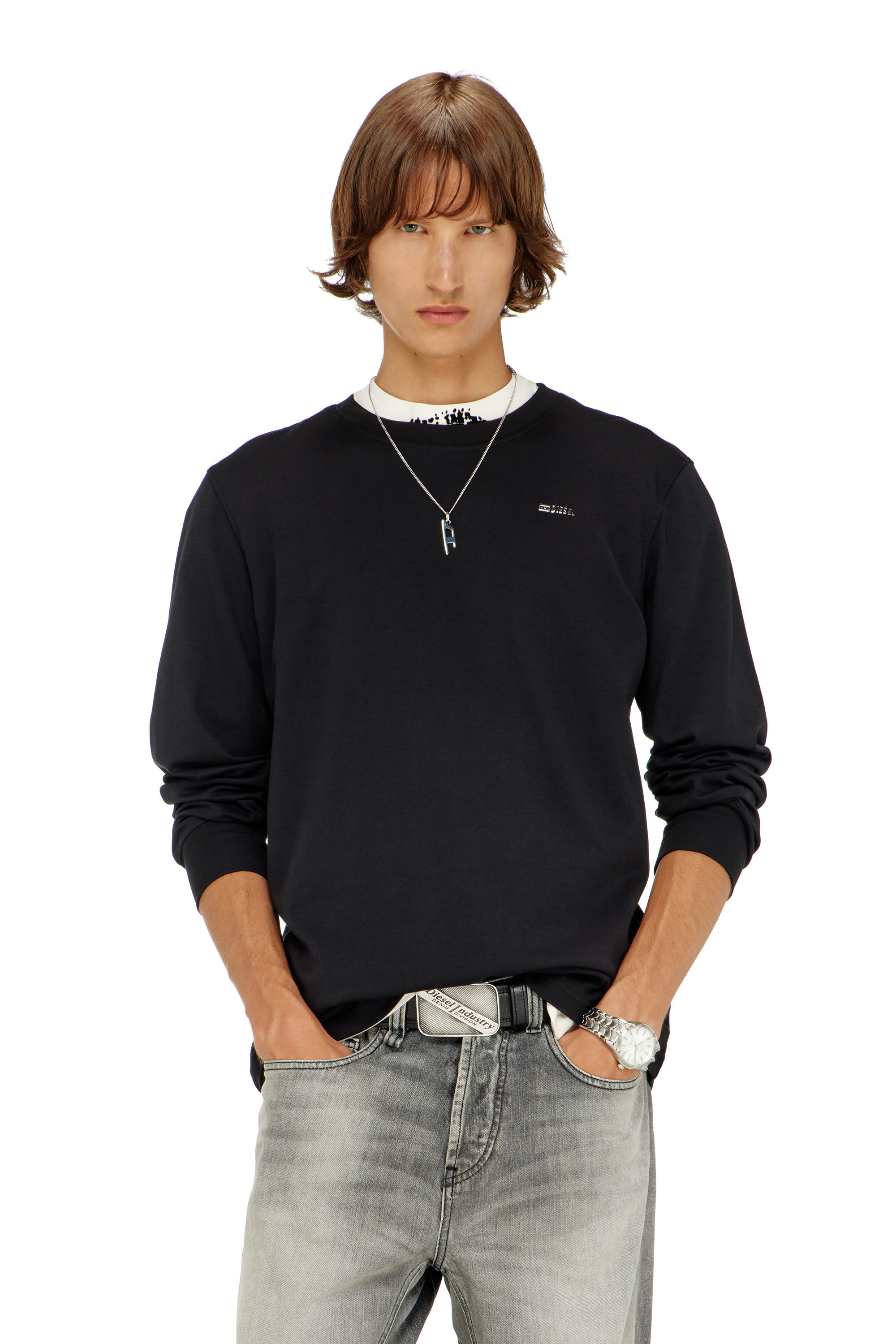 Diesel - T-MIEGOR-LS-MET, Male's 長袖Tシャツ in ブラック - 2