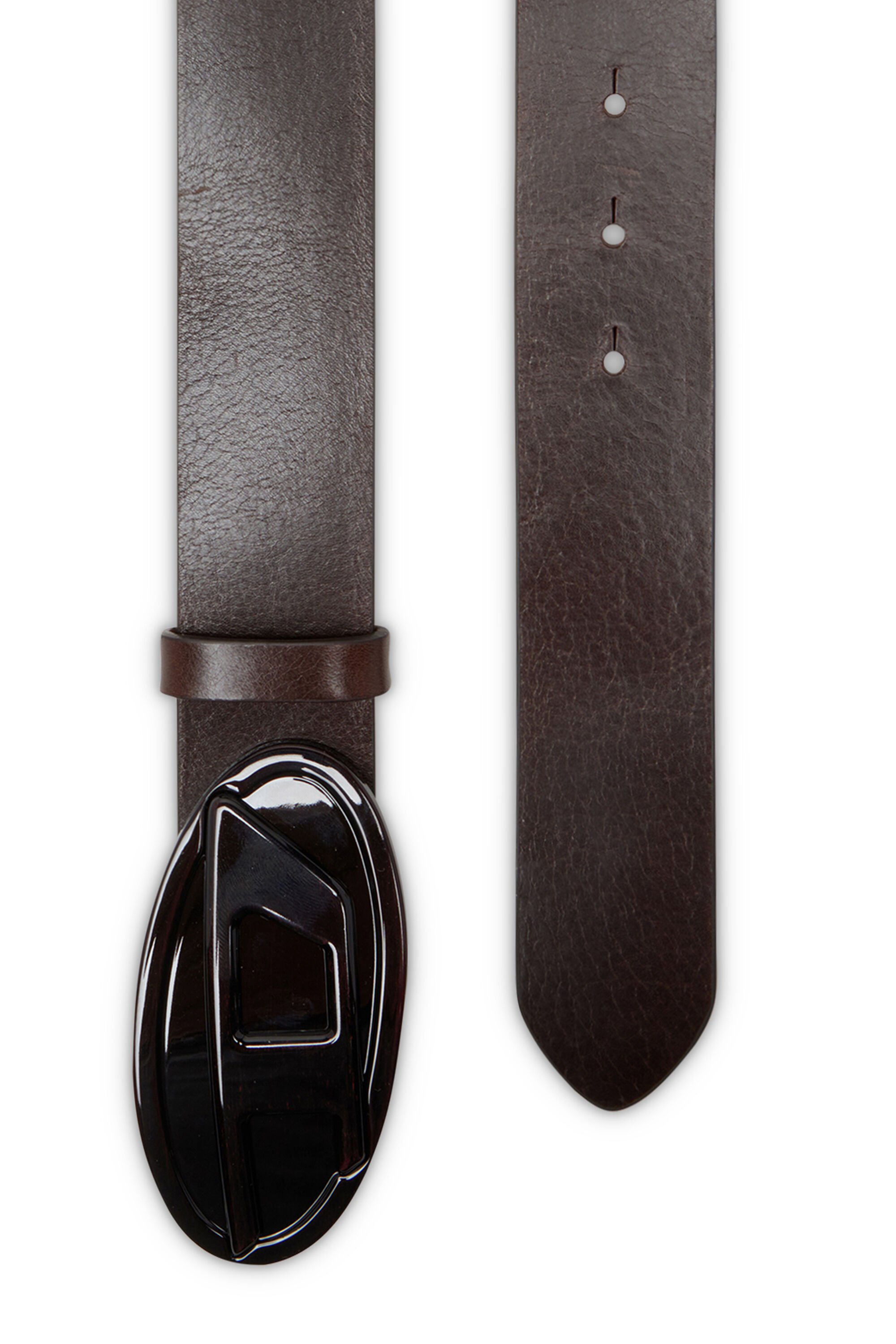 Diesel - B-1DR 2.0, Female's 4cm leather belt with glossy Oval D buckle in ブラウン - 2