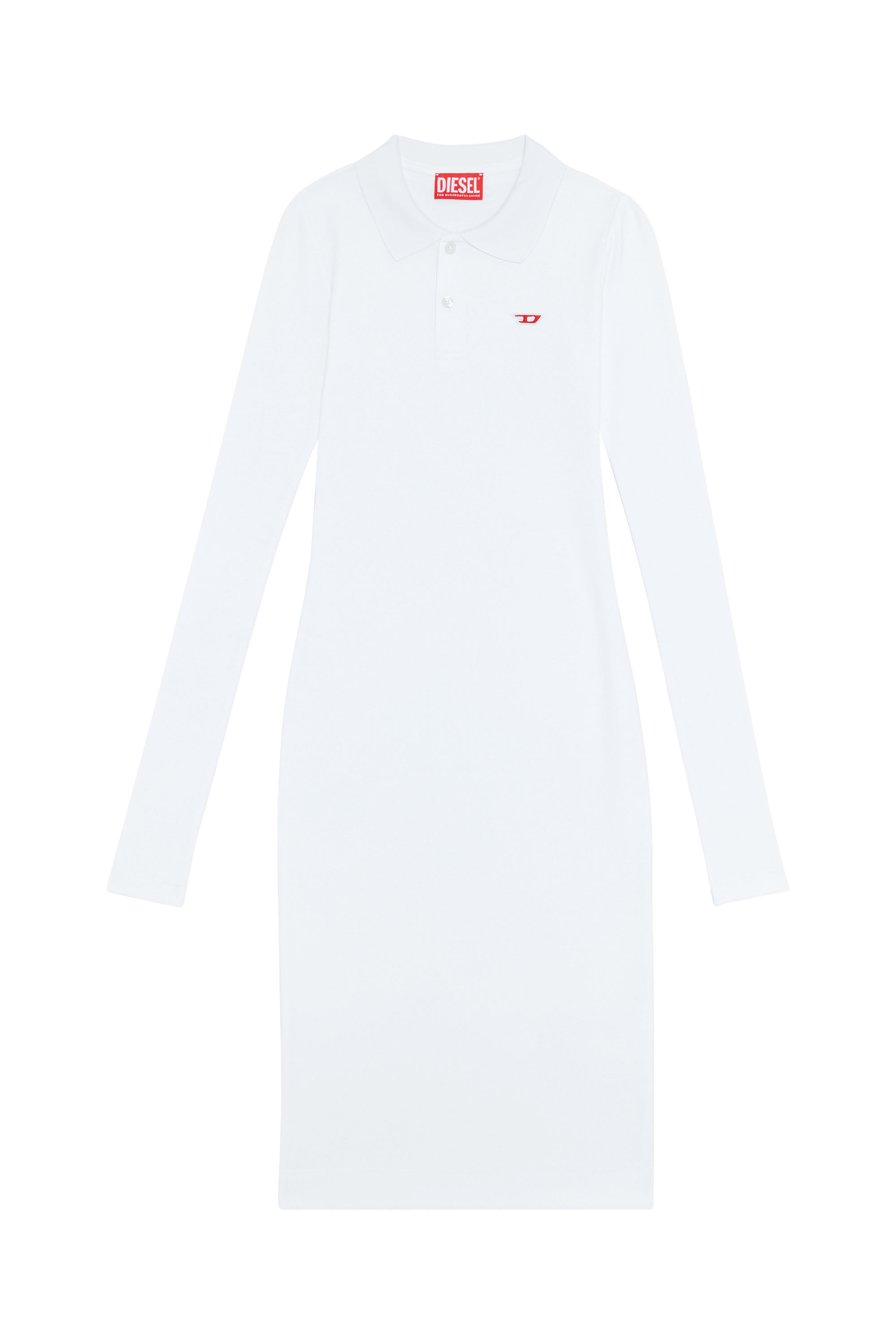 Diesel - D-RIBENNY-LS-D, Female's Polo dress with D logo in ホワイト - 2