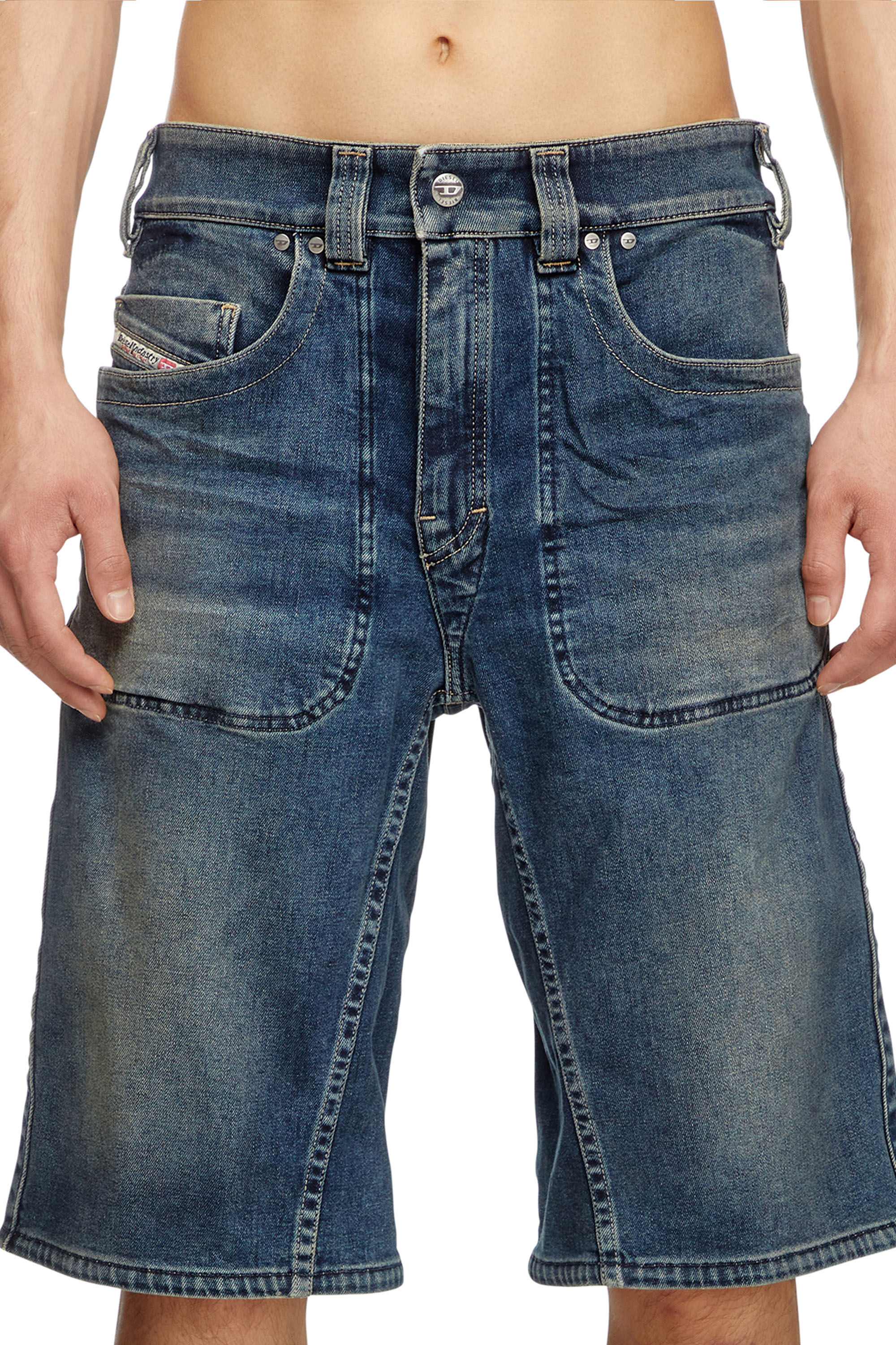 Diesel - D-MACRO-RE SHORT, Male's Bermuda shorts in Rehab denim in ダークブルー - 4