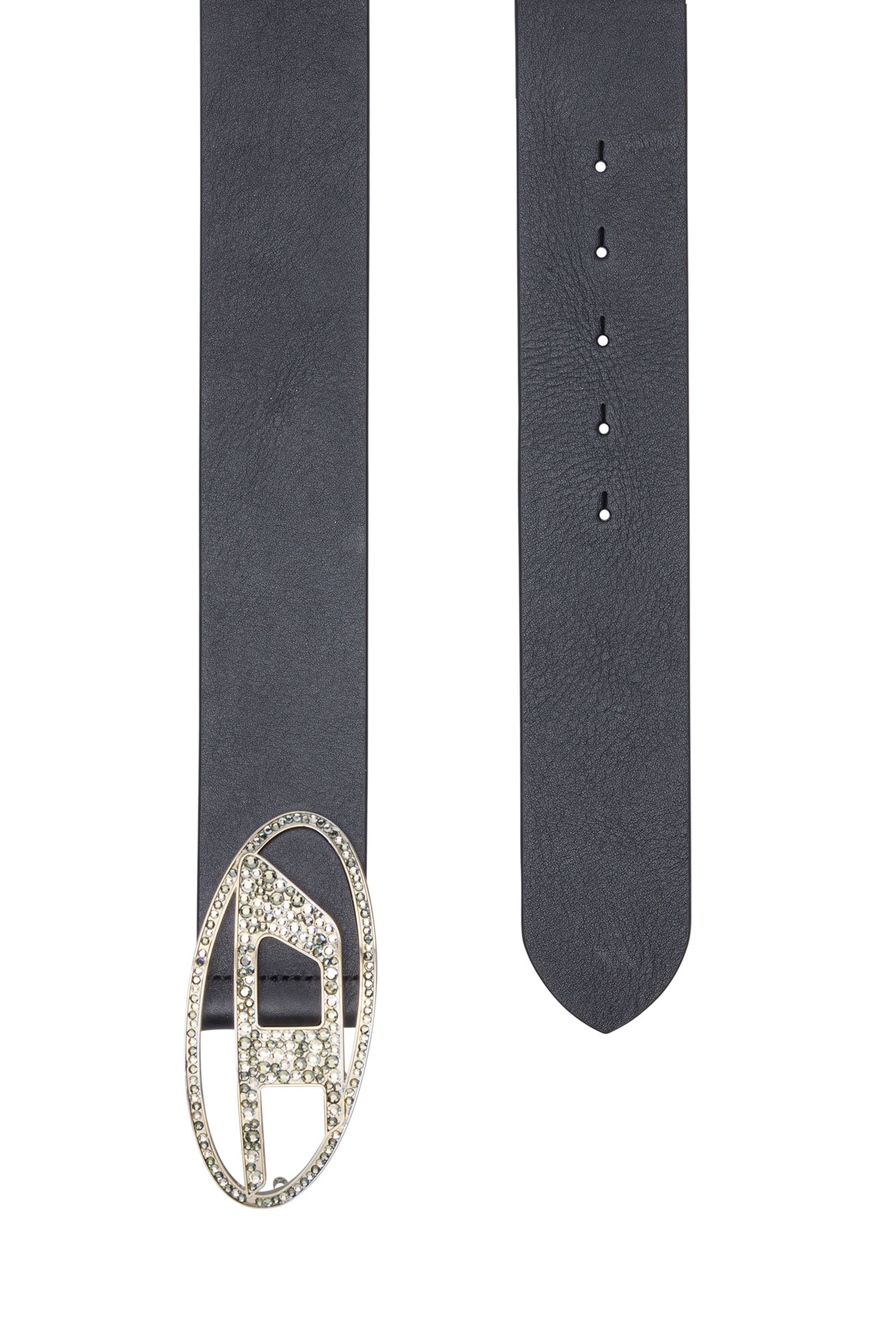 B-1DR STRASS 20 Slim leather belt with crystal buckle｜ブラック｜ウィメンズ｜DIESEL