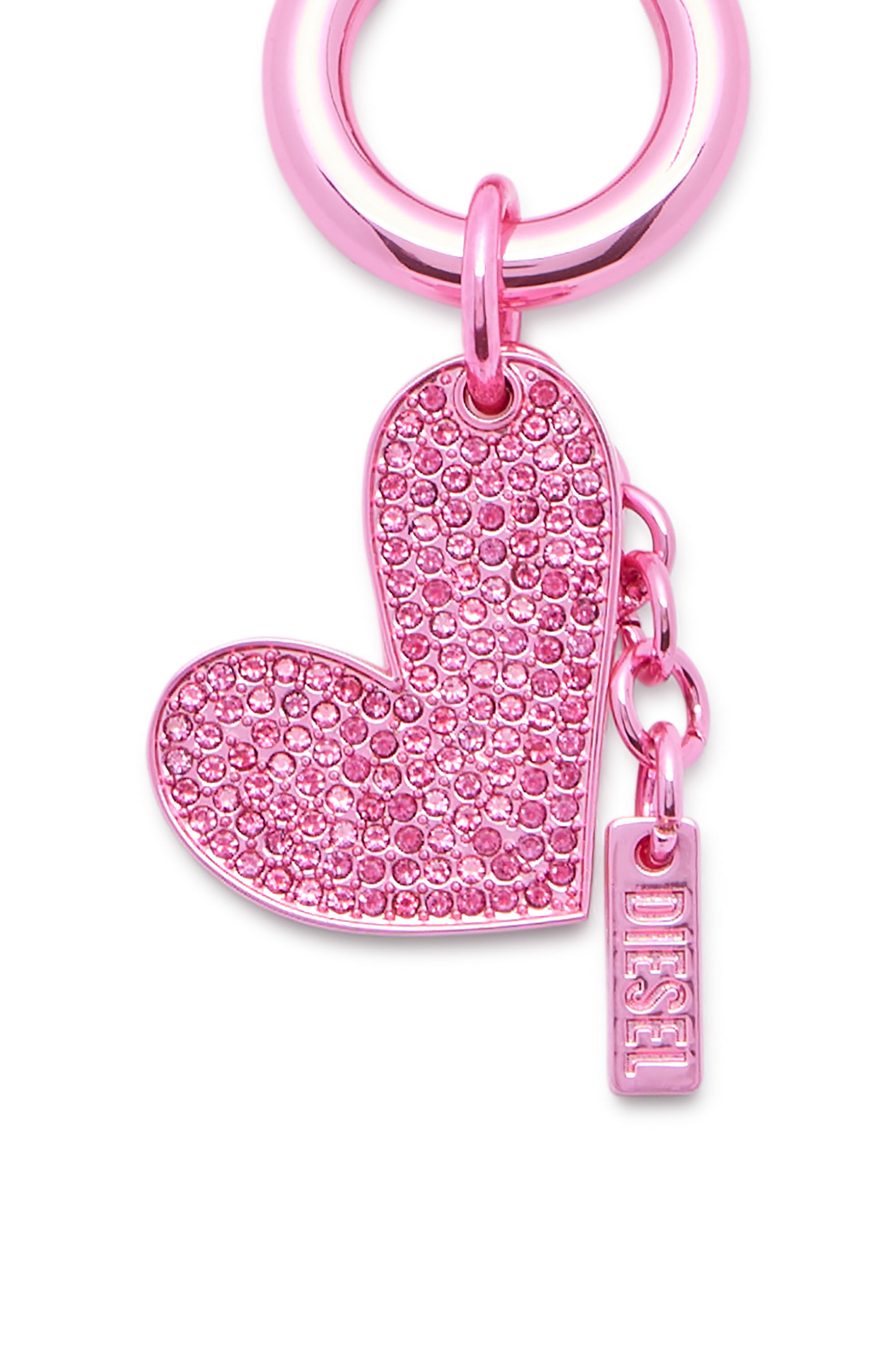 Diesel - CHARM-HEART, Female's Metal heart charm with rhinestones in ピンク / ホワイト - 2