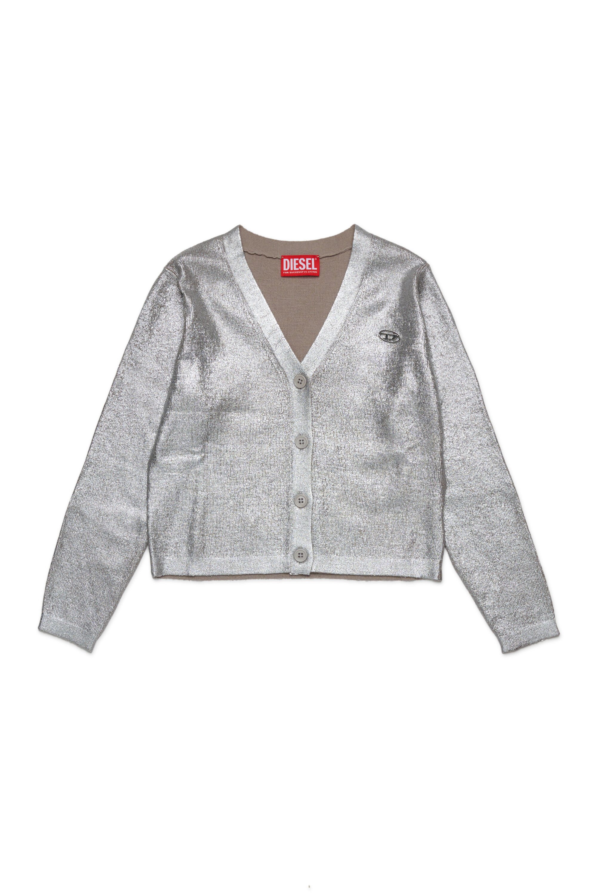 Diesel - KMISOTTA, Female's V-neck wool blend cardigan in シルバー - 1