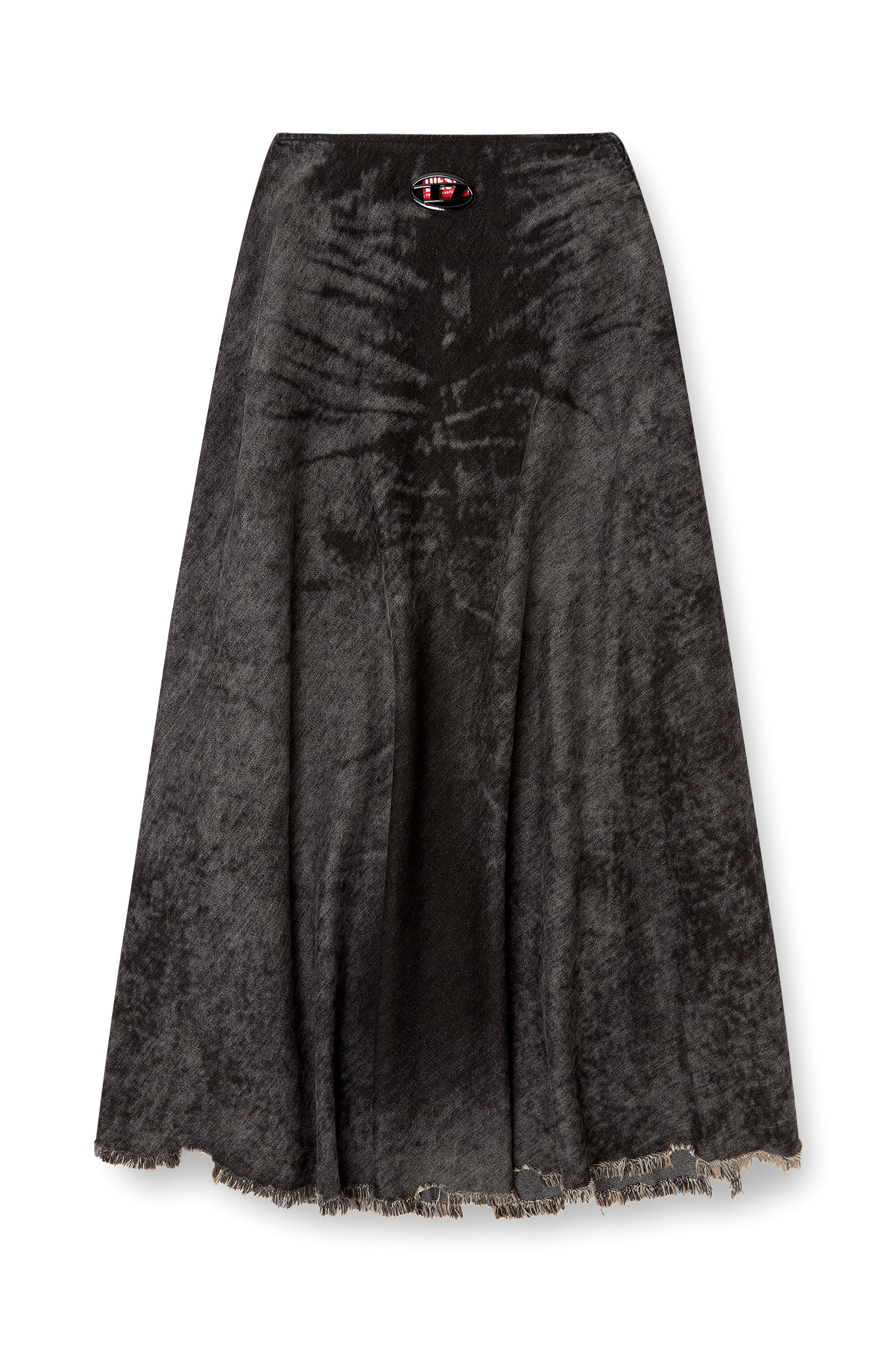 Diesel - DE-HANNIE-FSH, Female's Full skirt in lasered cotton-hemp denim in ブラック - 2