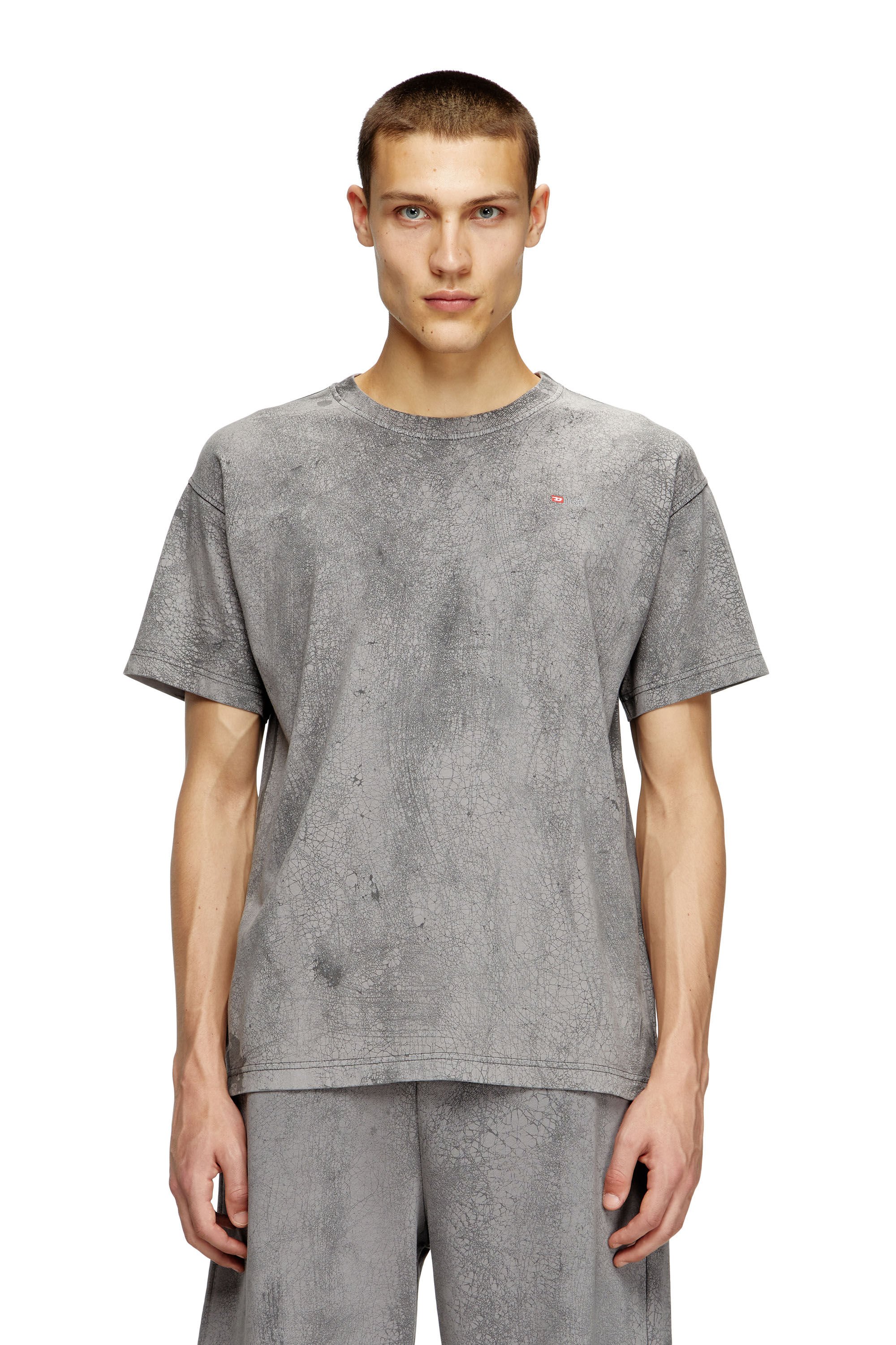Diesel - T-NORM-T8, Male's T-shirt in waxed jersey in グレー - 3
