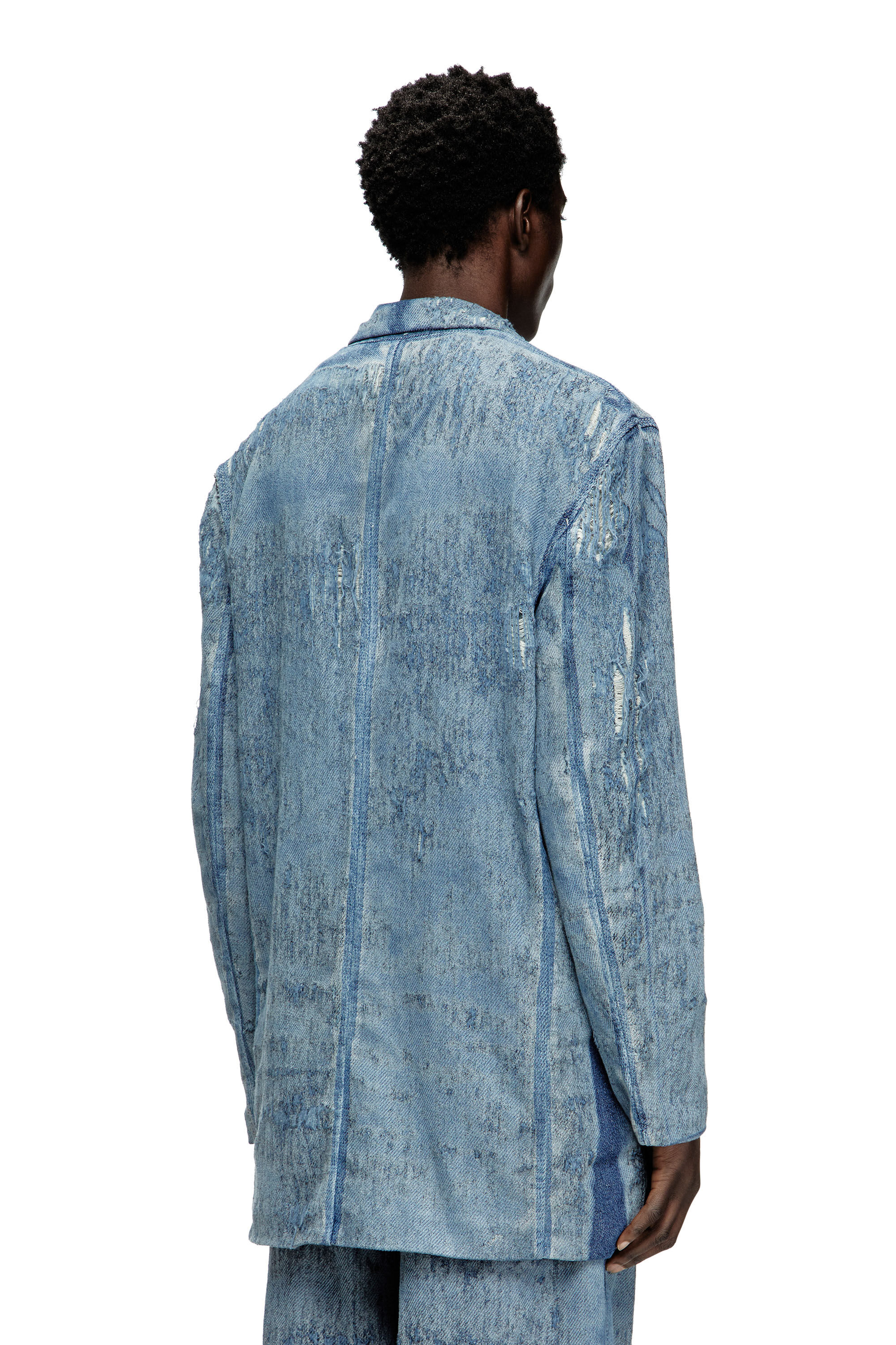 D-PEKKA-FSG2 Blazer in ultra-destroyed jacquard denim｜ブルー