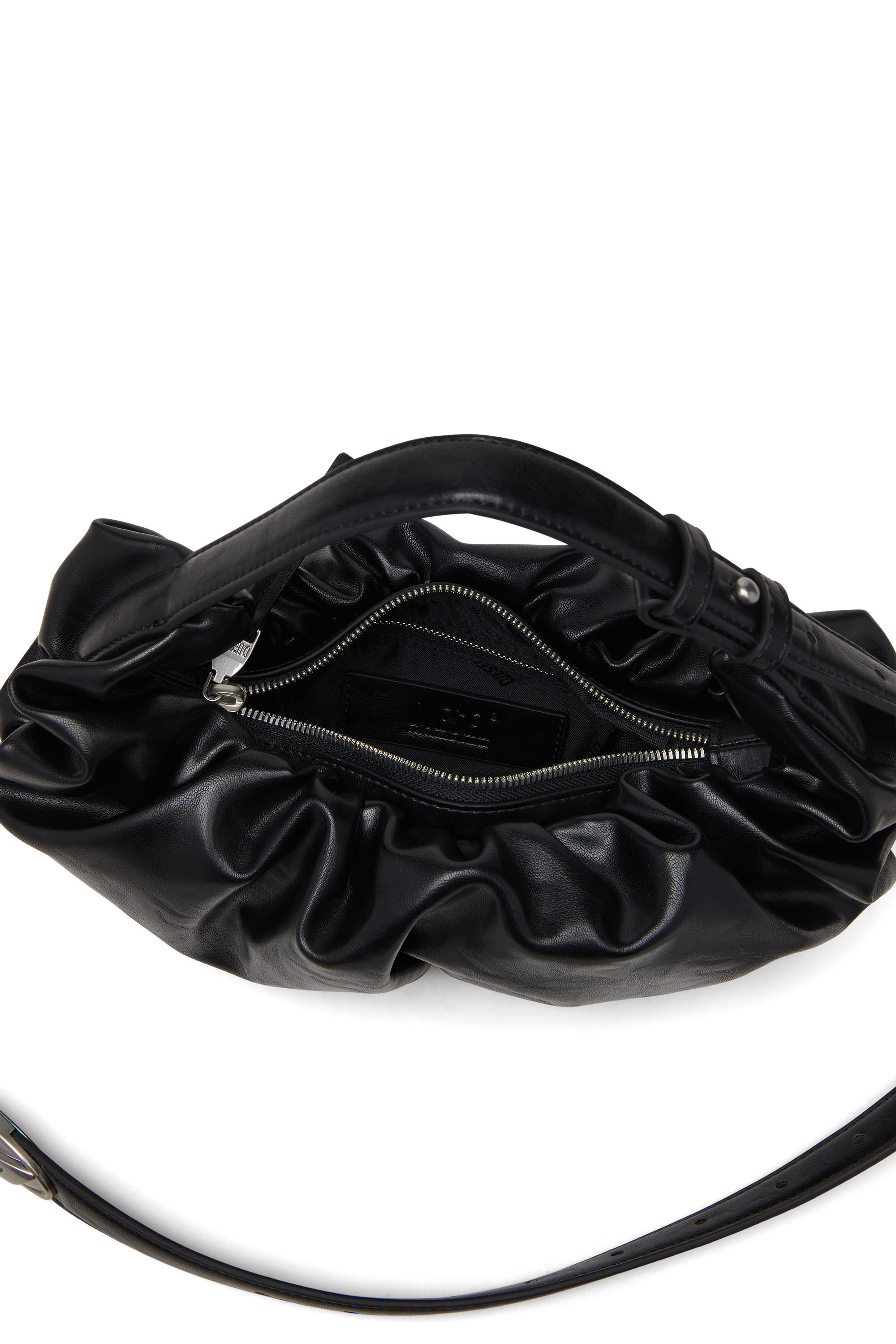 Diesel - GRAB-D HOBO S, Female's Grab-D S-Small scrunched hobo bag in shiny PU in ブラック - 5