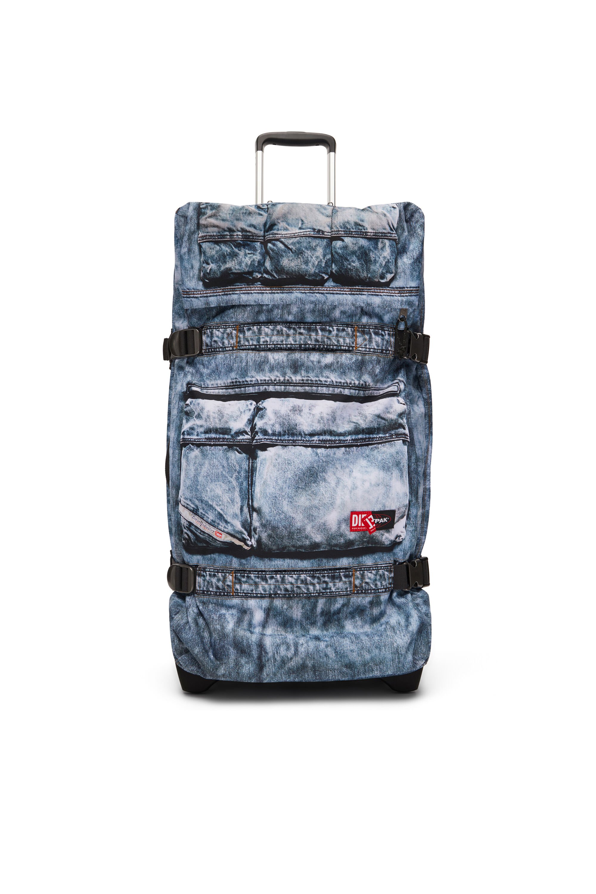 Diesel - DIESEL TRANSIT'R L, Unisex's Travel trolley in trompe l'oeil denim in ブルー - 1