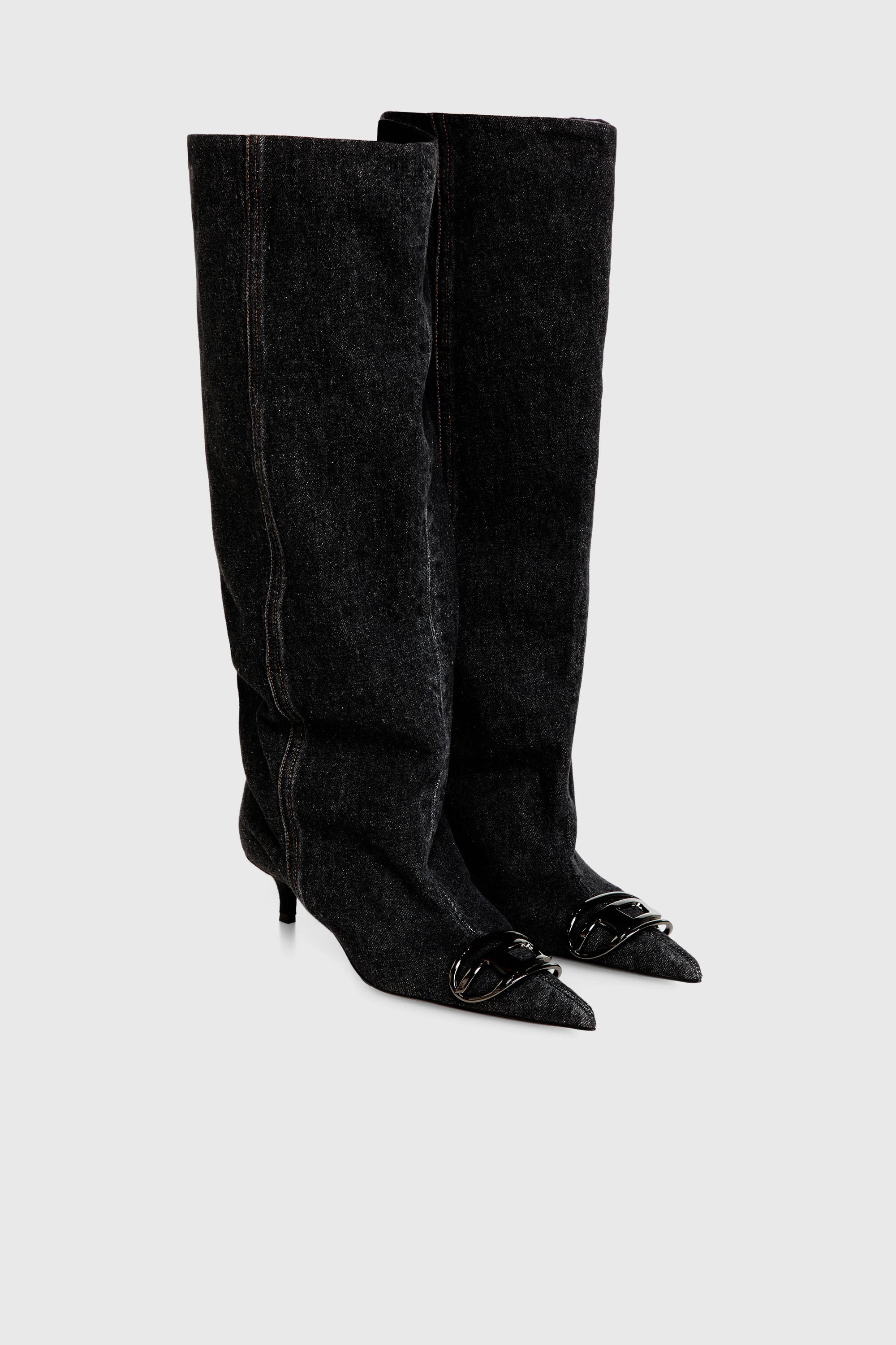 DIESEL ディーゼル ニーハイブーツ ロングブーツ レザー 黒 38 袋付 D-VENUS KB SLOUCHY ロングブーツ｜ブラック｜ウィメンズ｜DIESEL