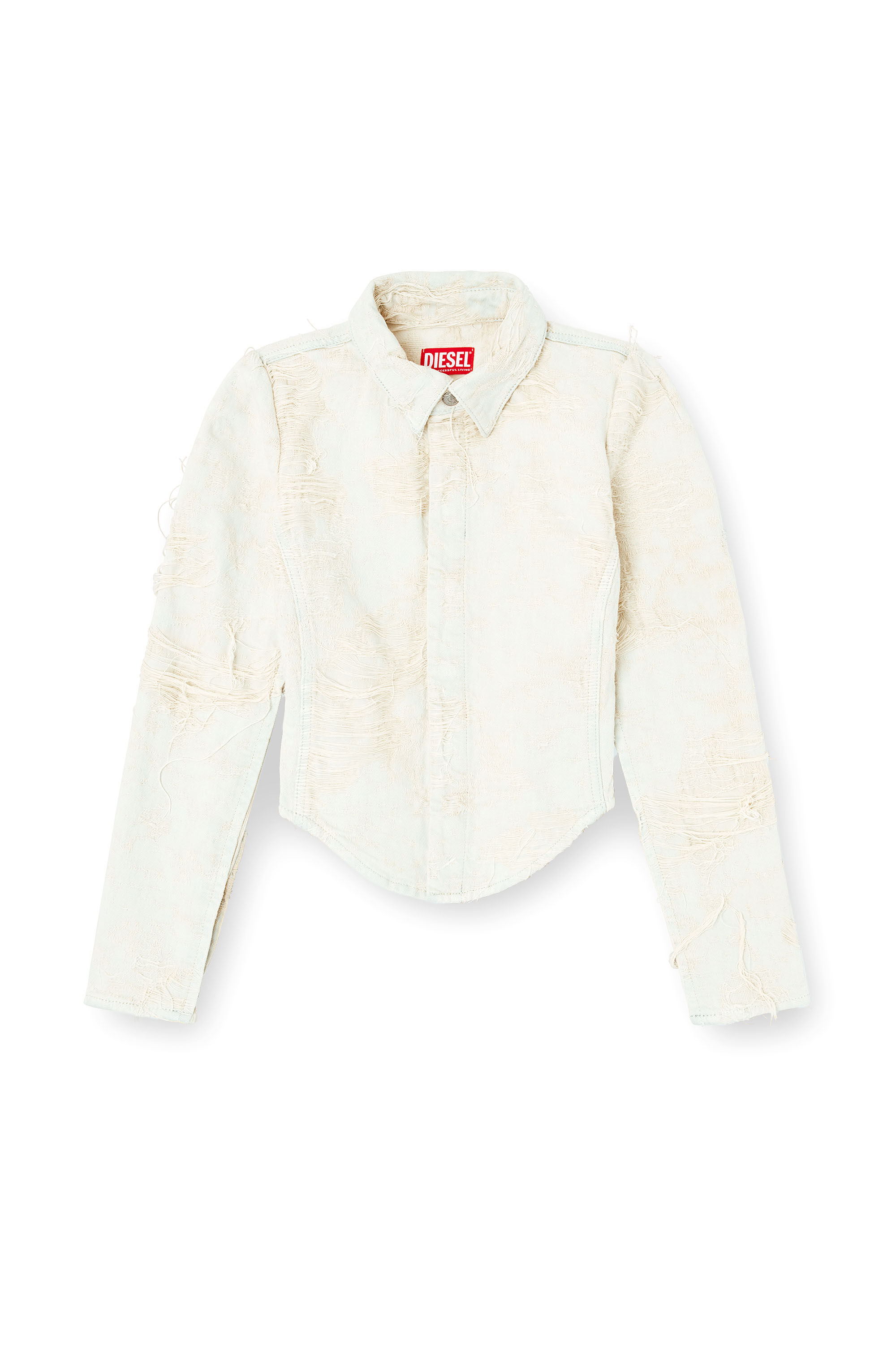 Diesel - DE-MADELINE-FSG, Female's Shirt in jacquard denim with floating threads in ホワイト - 2