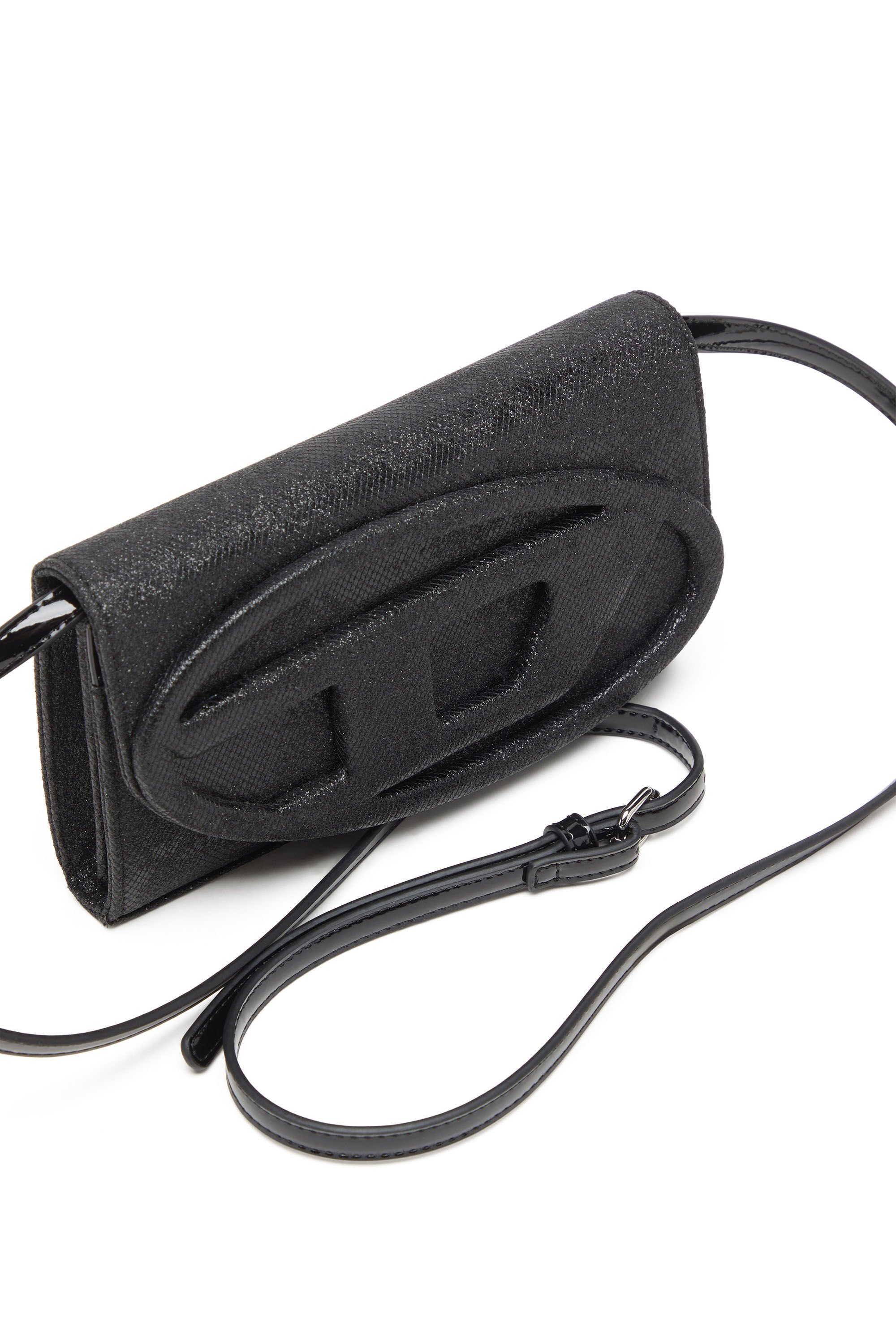 Diesel - 1DR WALLET STRAP, Female's Wallet purse in glitter-camo Lurex in ブラック - 5