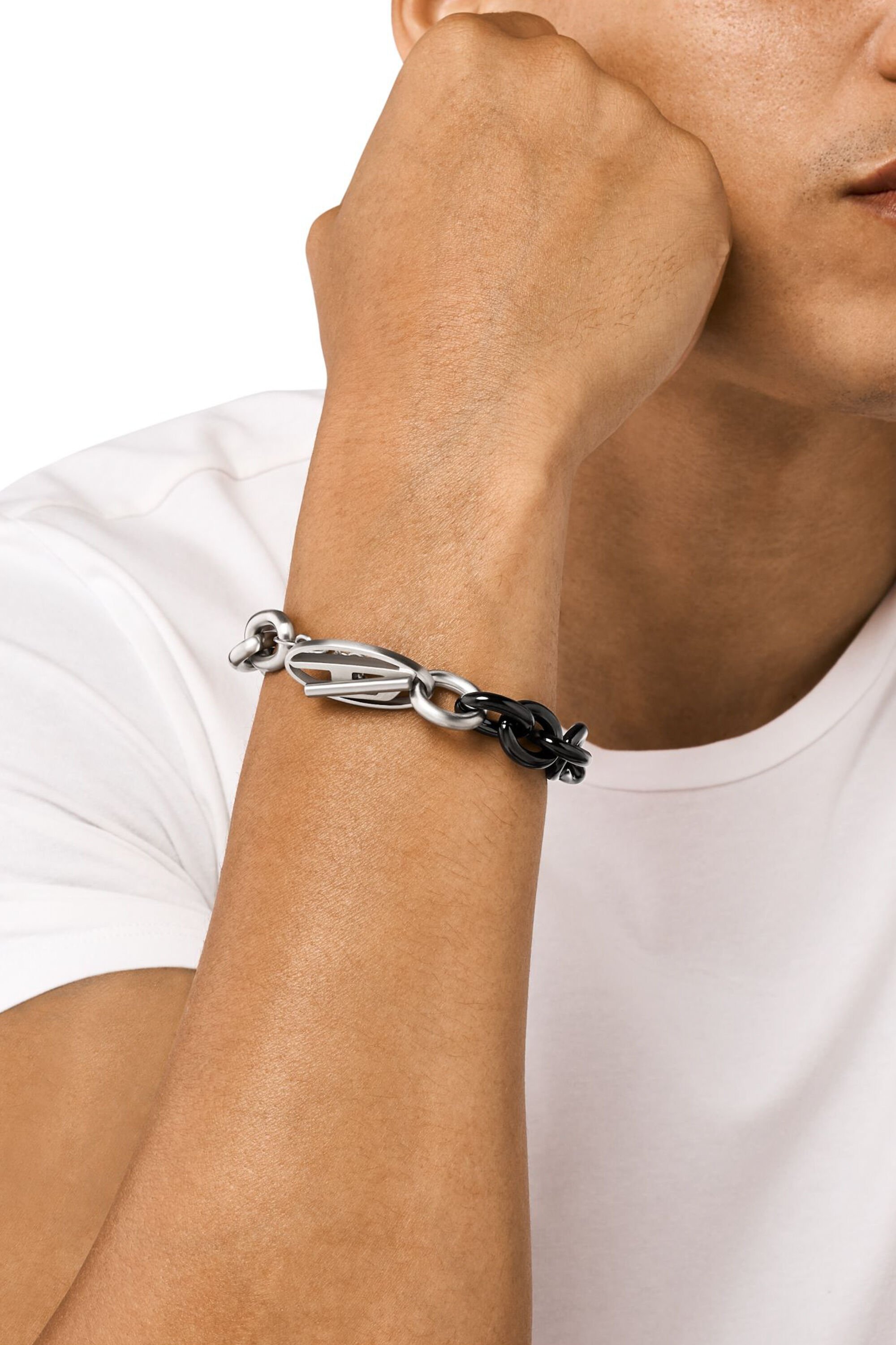 DX1531931 Two-Tone Stainless Steel Chain Bracelet｜シルバー