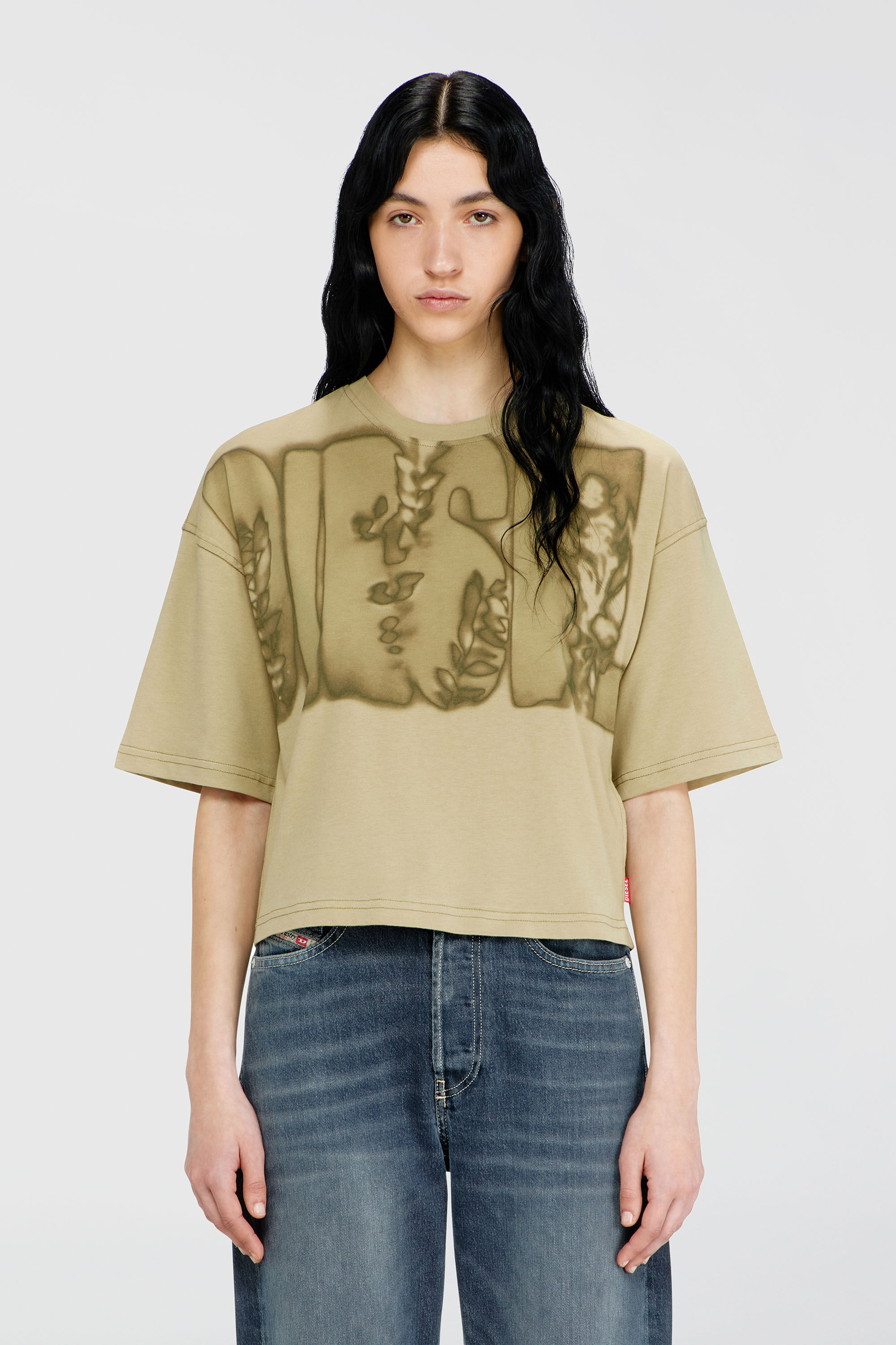 Diesel - T-CROPYN-AA1, Female's Tシャツ in グリーン - 3