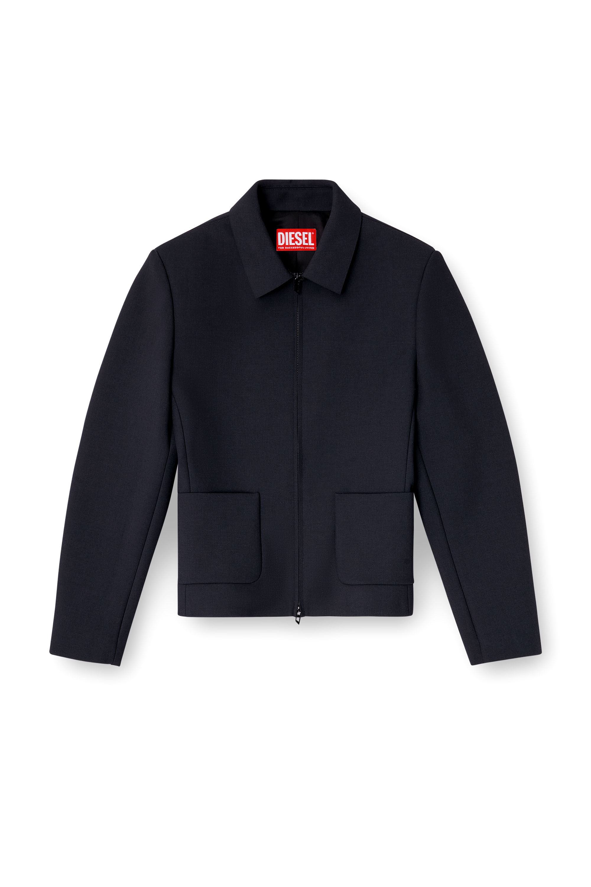 G-CESARA-BOND Collared jacket in neoprene-bonded fabric｜ブルー