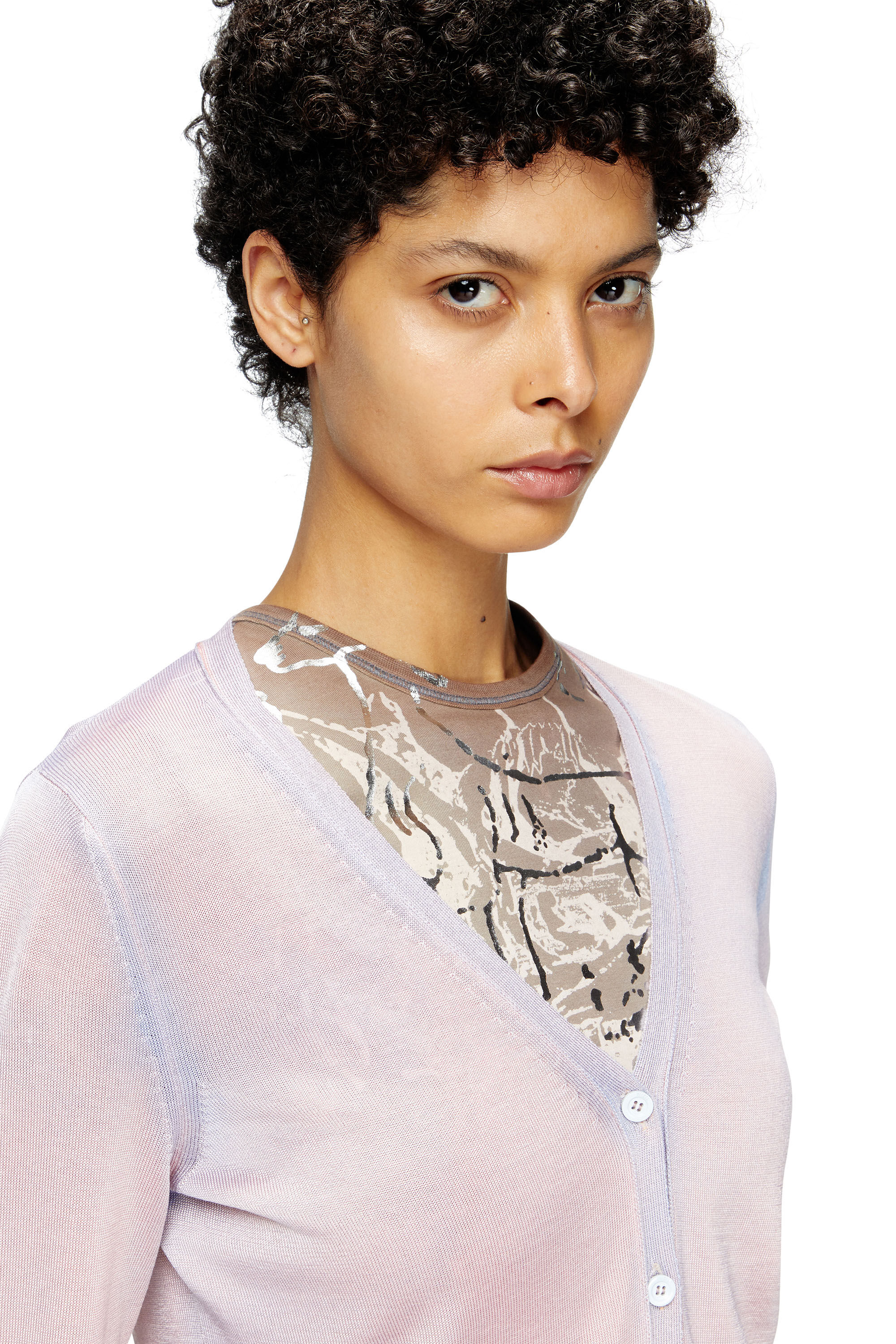 Diesel - M-VITTA, Female's Dégradé cardigan in ピンク / ホワイト - 4