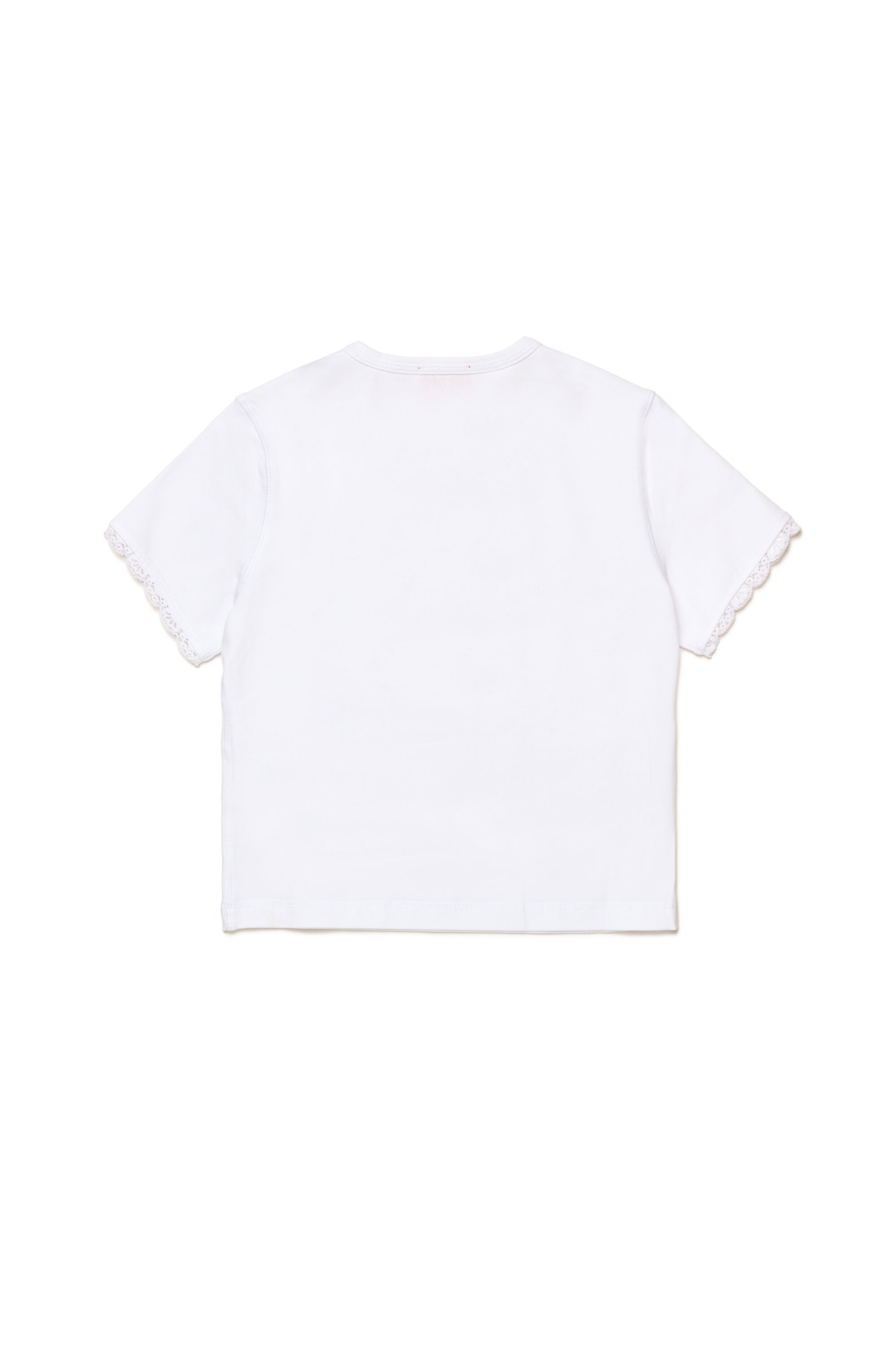 Diesel - TUNCUTIELACE, Female's T-shirt with lace sleeve trims in ホワイト - 2