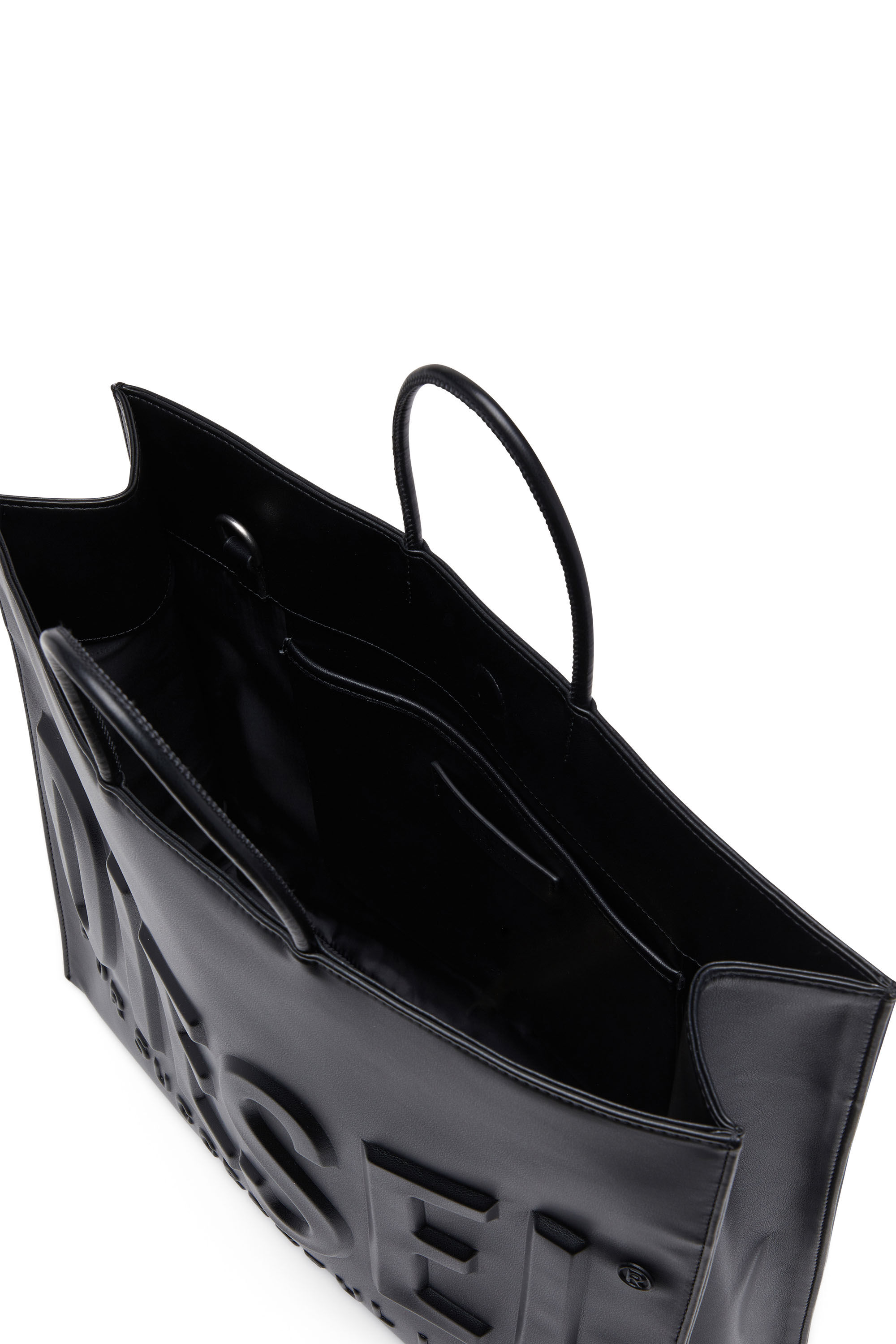 Diesel - DSL 3D TOTE EW X, Male's Dsl 3D-Recycled PU tote bag with embossed logo in ブラック - 4