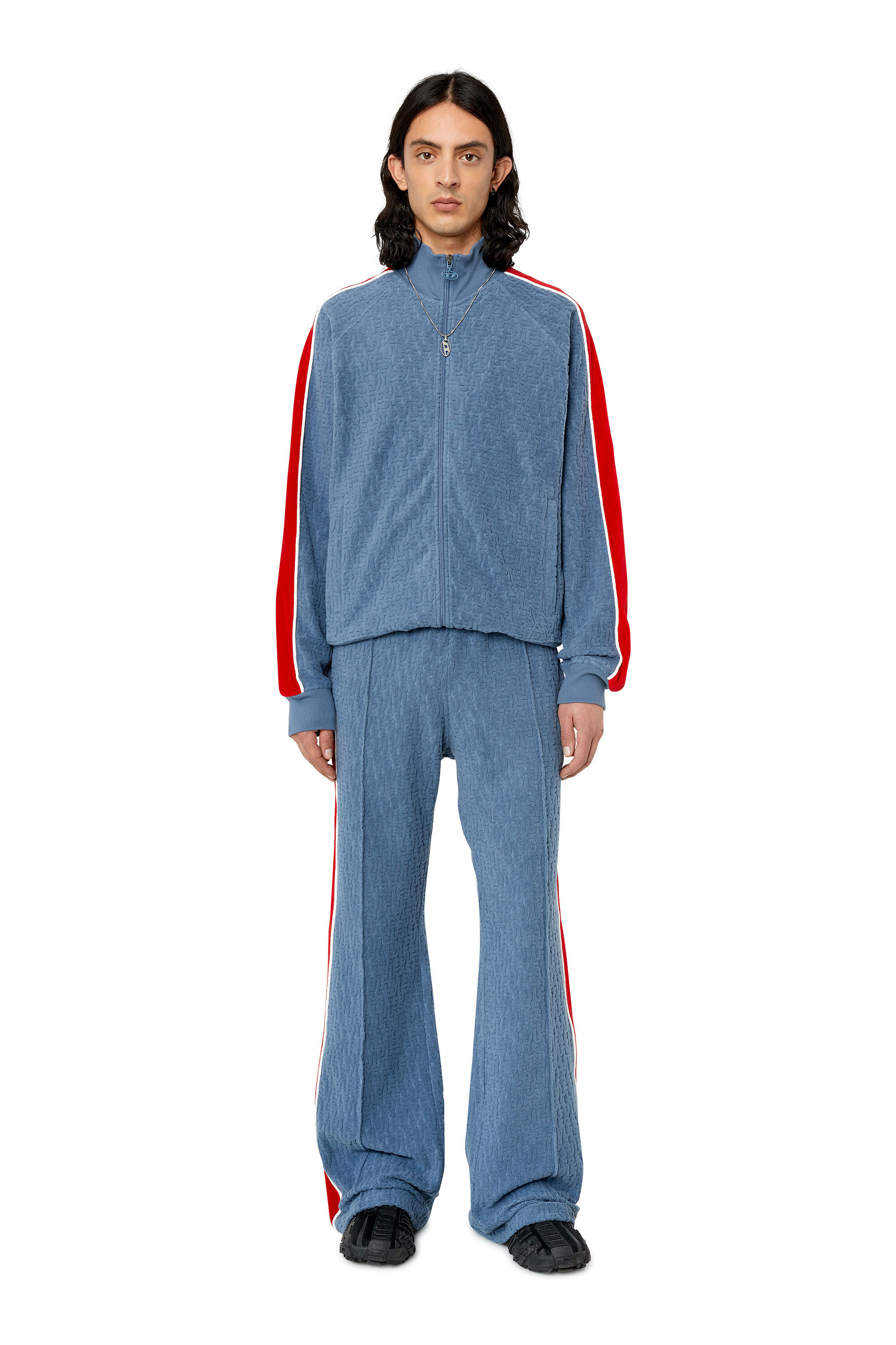 Diesel - S-RARBERO, Male's エンボス加工 オールオーバープリント モノグラム スウェットジャケット in ブルー - 1