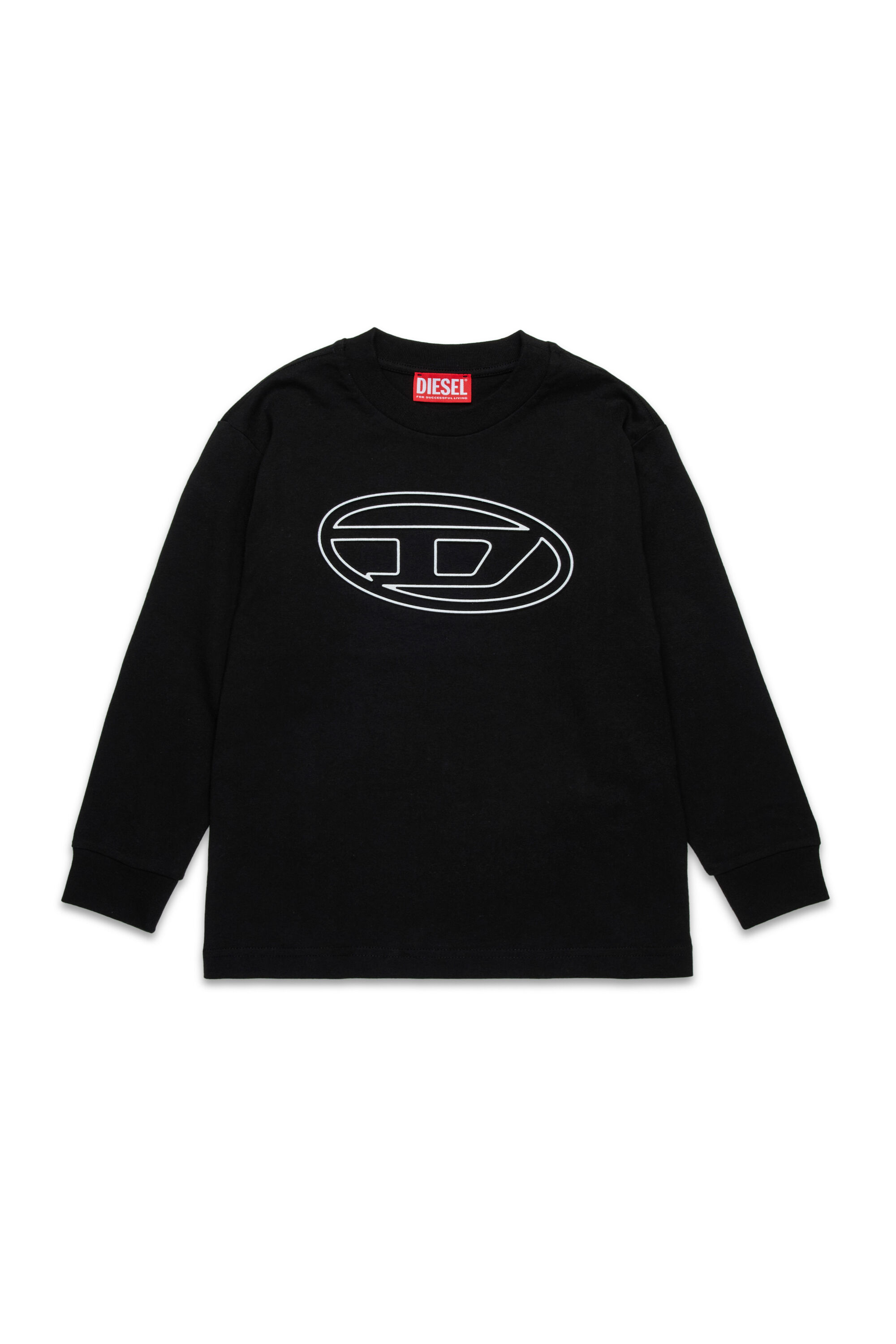 TJUSTBIGOVALS OVER Long sleeved t-shirt with large oval D logo｜ブラック ｜ボーイズ｜DIESEL