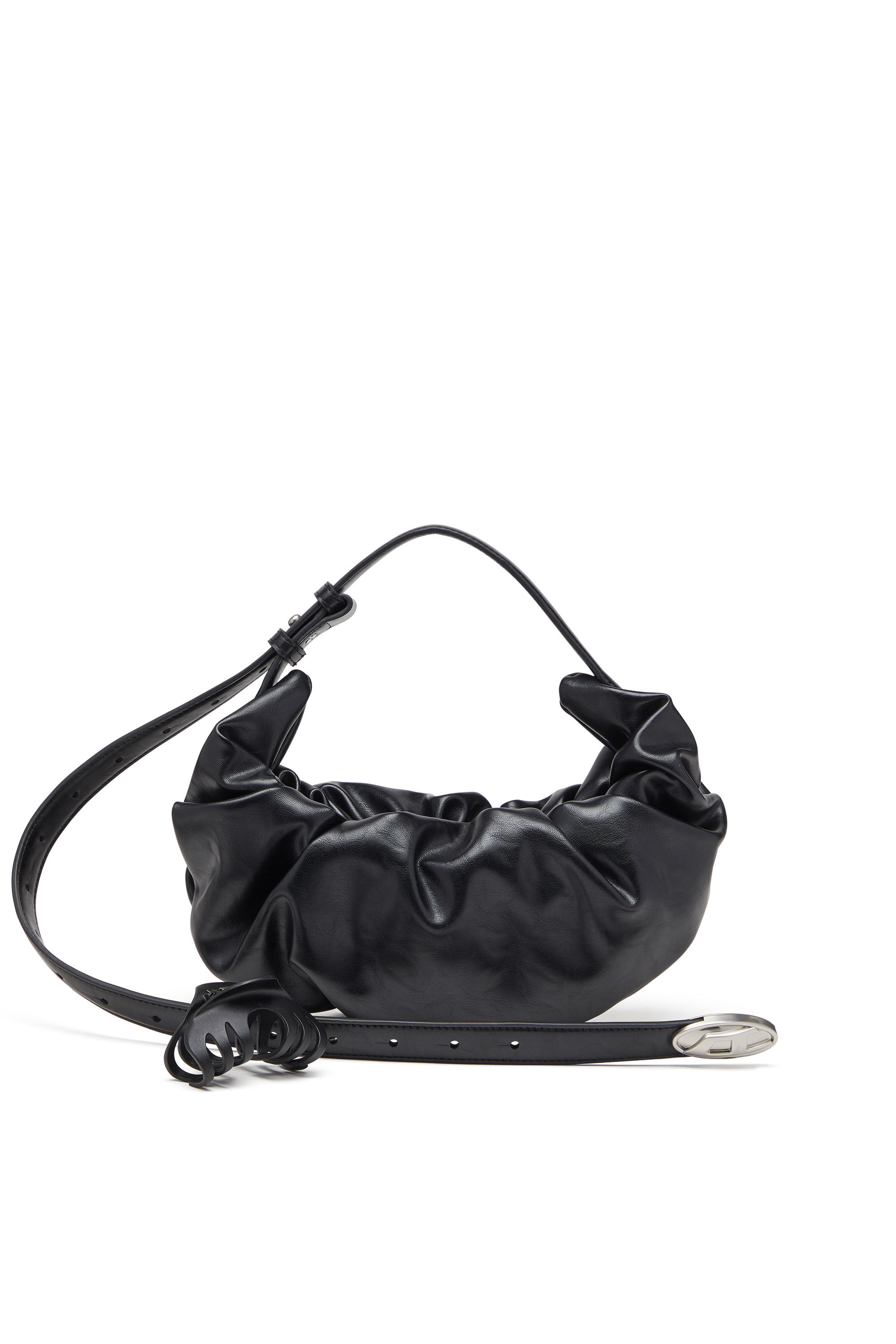 Diesel - GRAB-D HOBO S, Female's Grab-D S-Small scrunched hobo bag in shiny PU in ブラック - 1