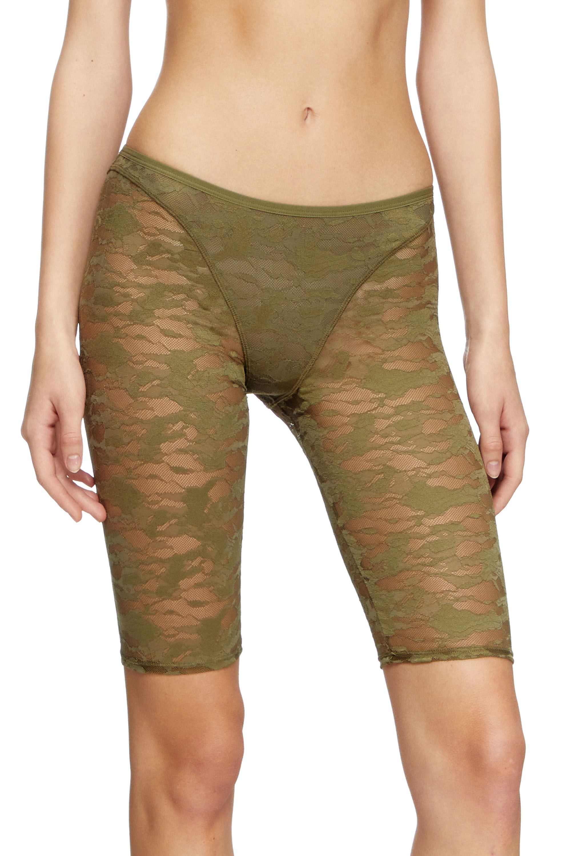 Diesel - UFLB-D-OVAL-LACE-SHORT, Female's Camo lace shorts with Oval D plaque in ミリタリーグリーン - 3