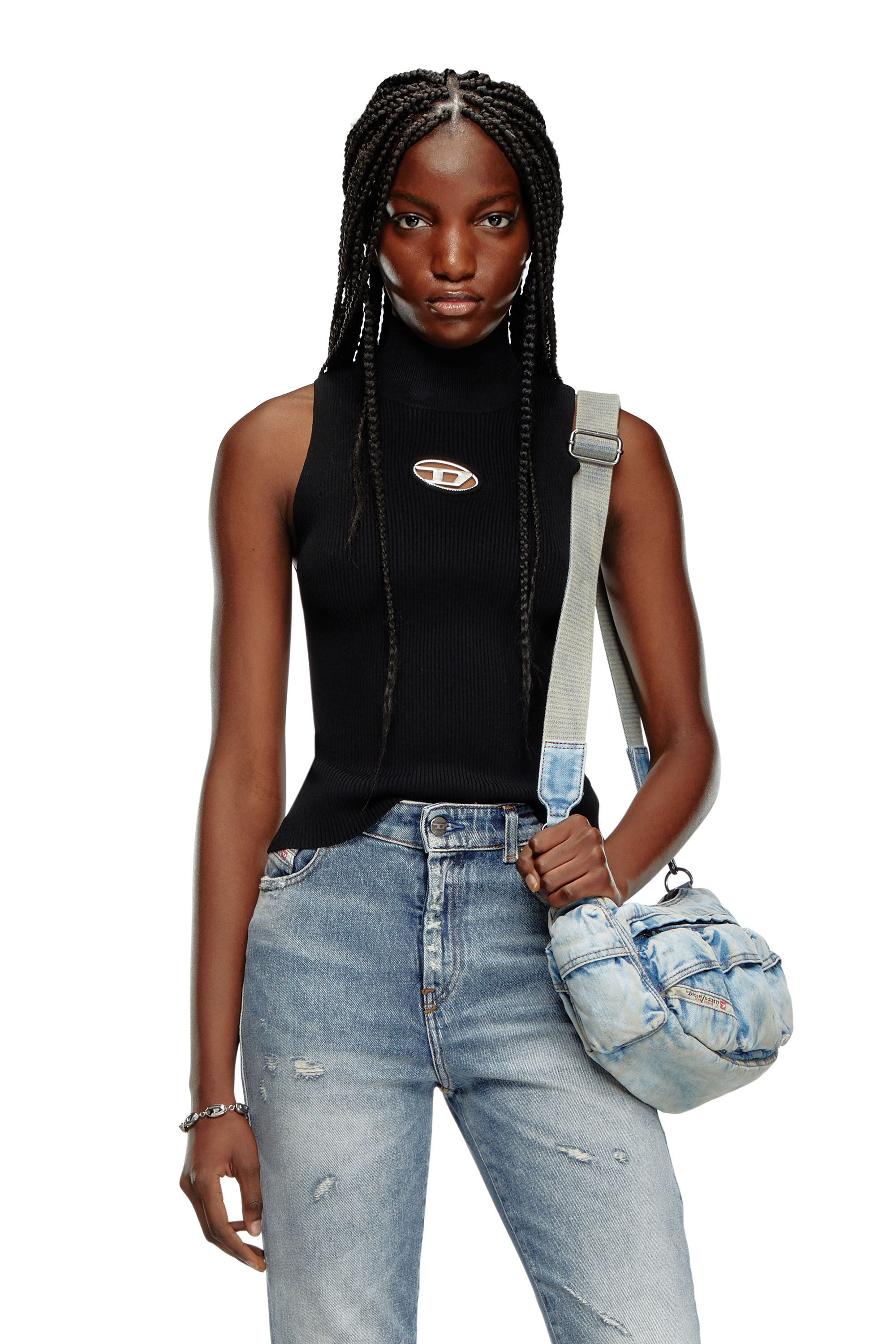 Diesel - M-ONERVAX-TOP, Female's ニット in ブラック/グレー - 3