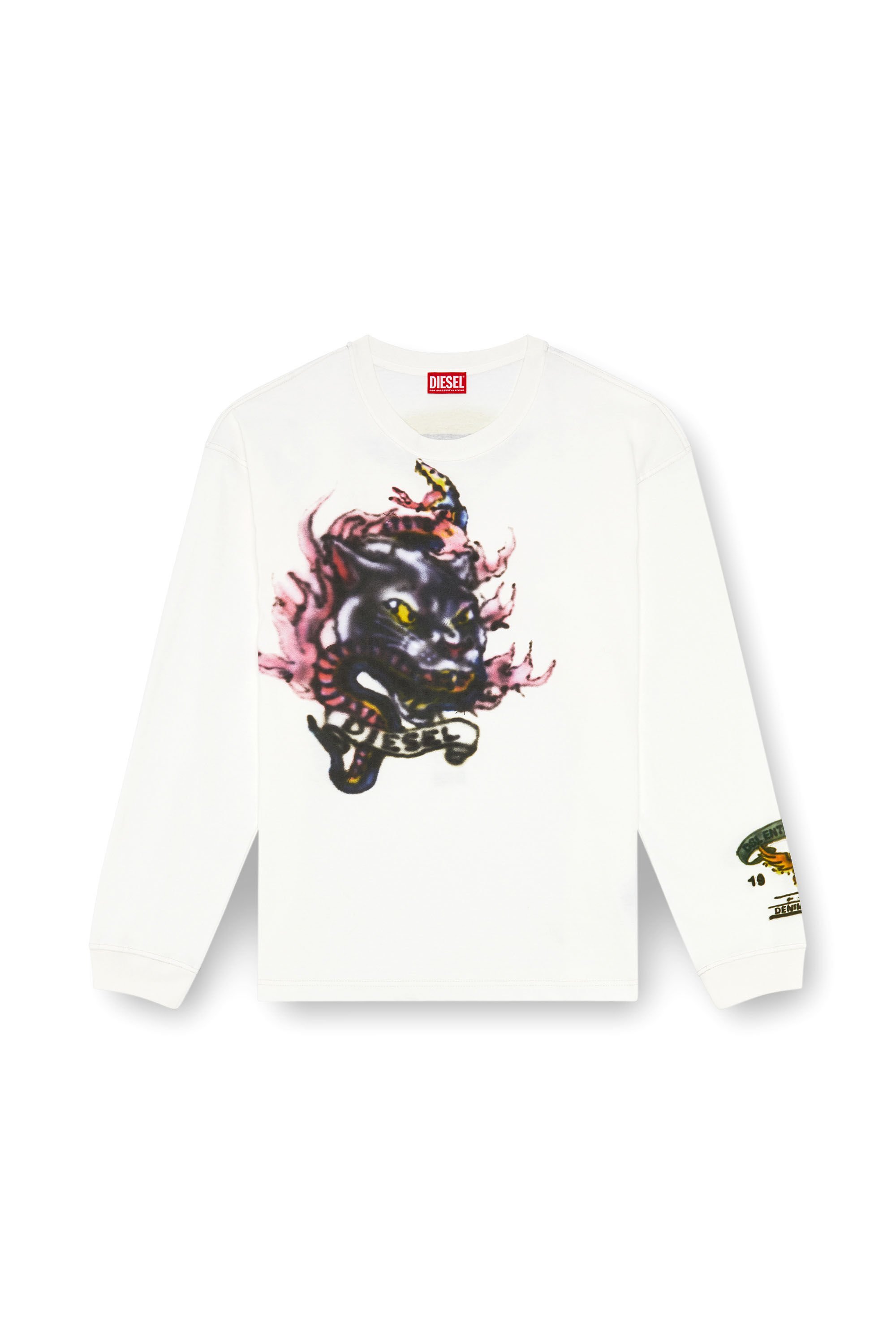 Diesel - T-BOXT-LS-Q9, Male's Long-sleeve T-shirt with blurry prints in ホワイト - 2