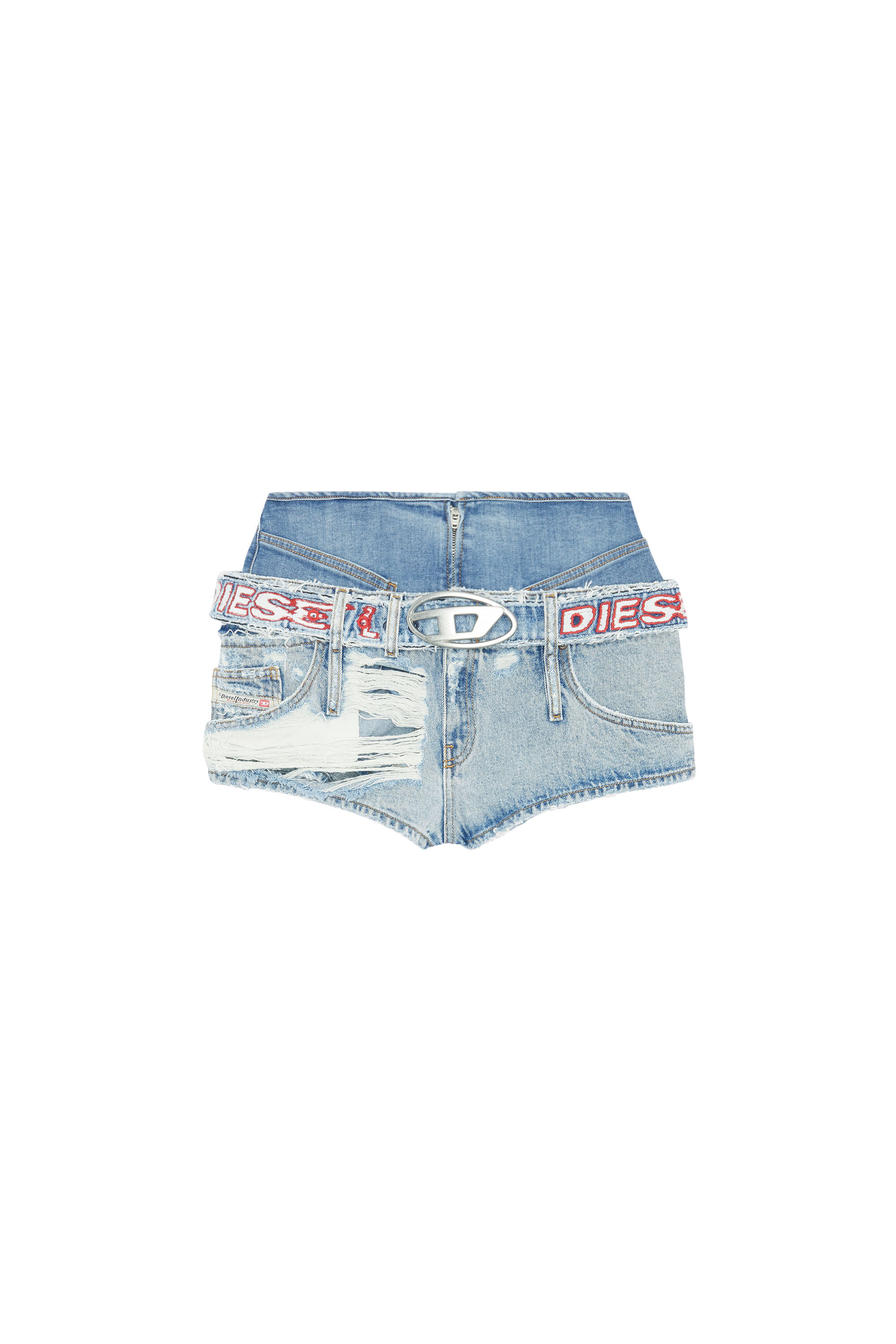 Diesel - DE-MONKER, Female's SS23  デニム ショートパンツ デストロイ in ライトブルー - 2