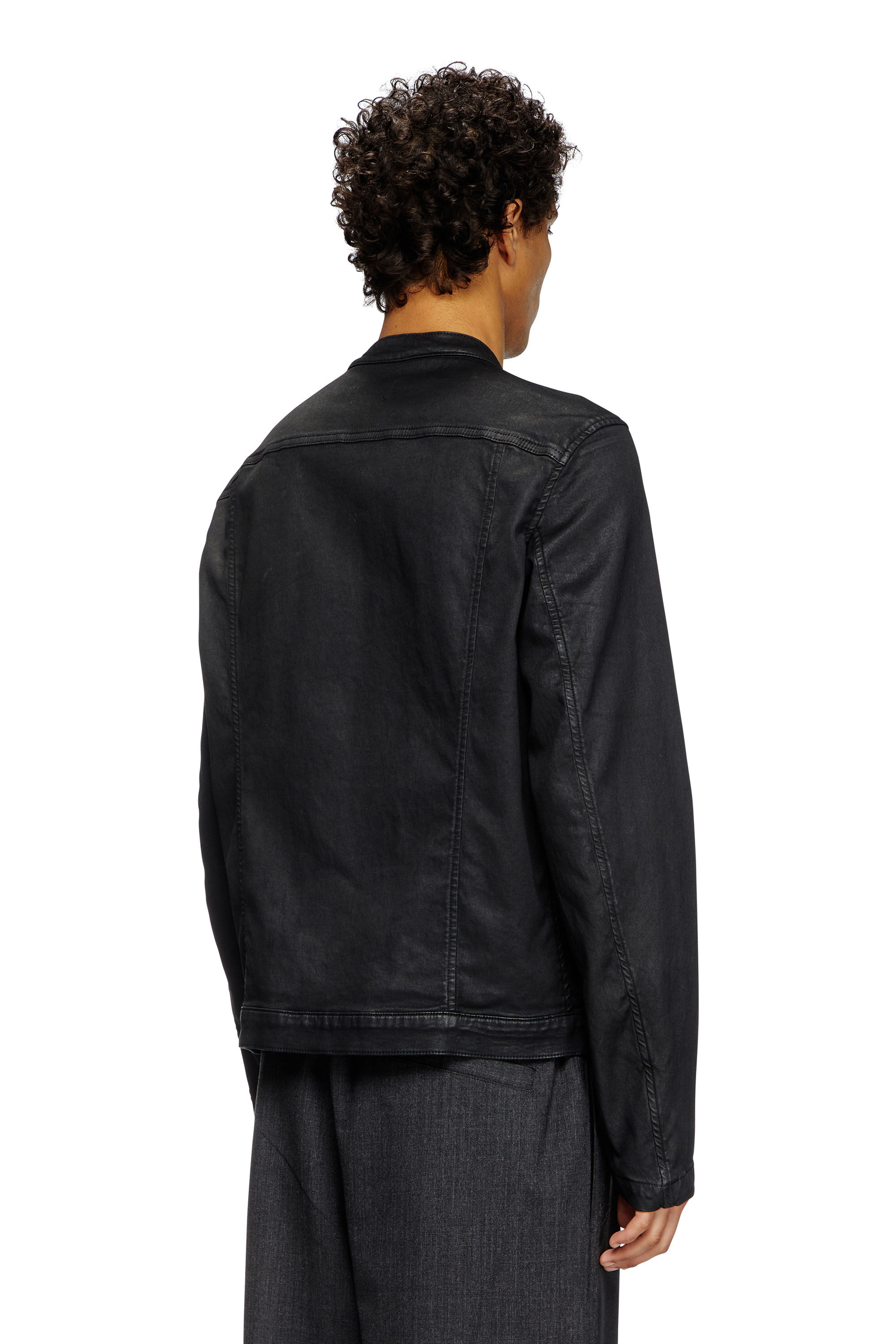 Diesel - D-GLORY JOGG, Male's Moto jacket in coated JoggJeans in ブラック - 5