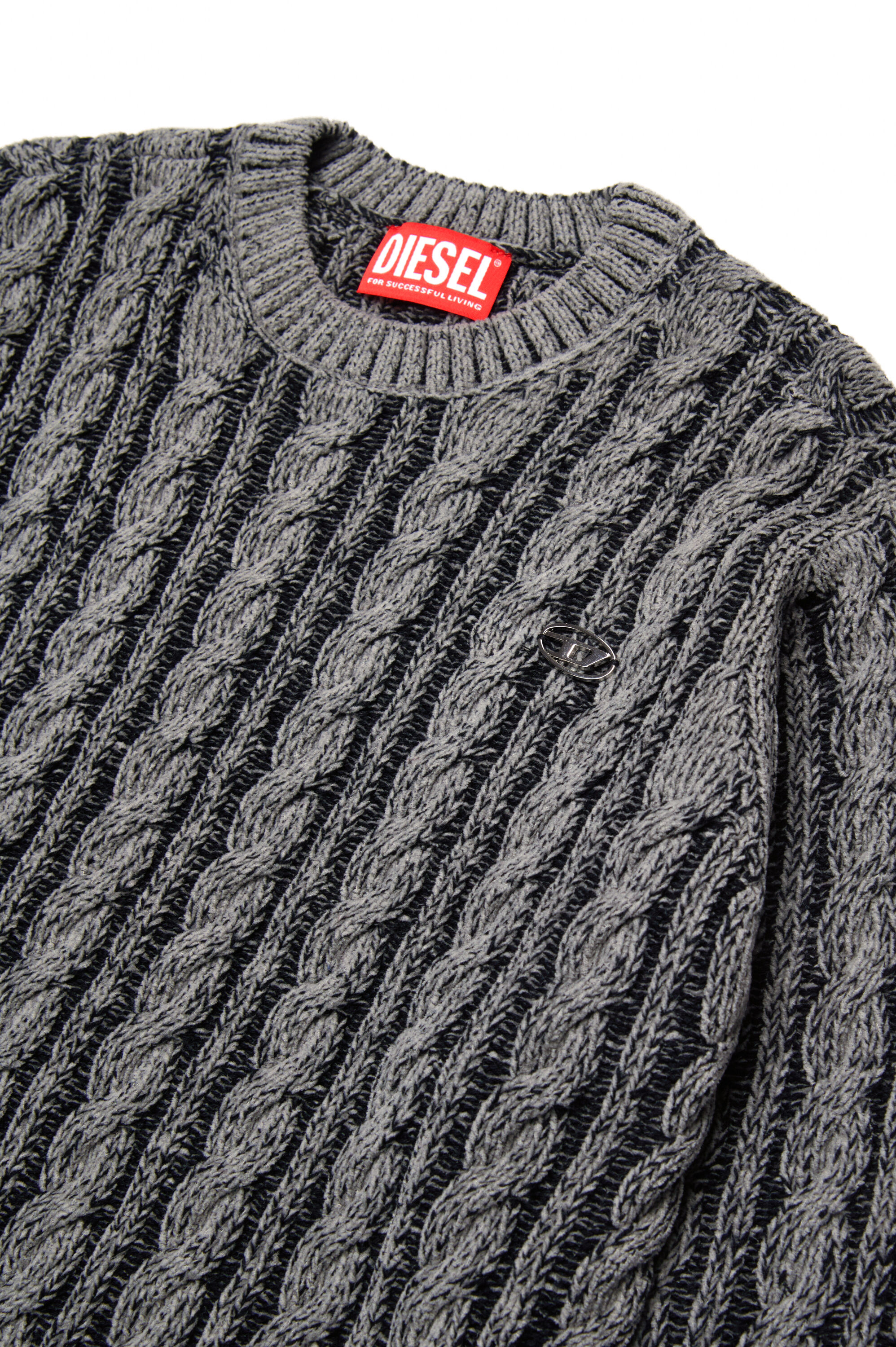 KMOXIA OVER Cable-knit jumper in two-tone yarn｜ブラック｜ガールズ｜DIESEL