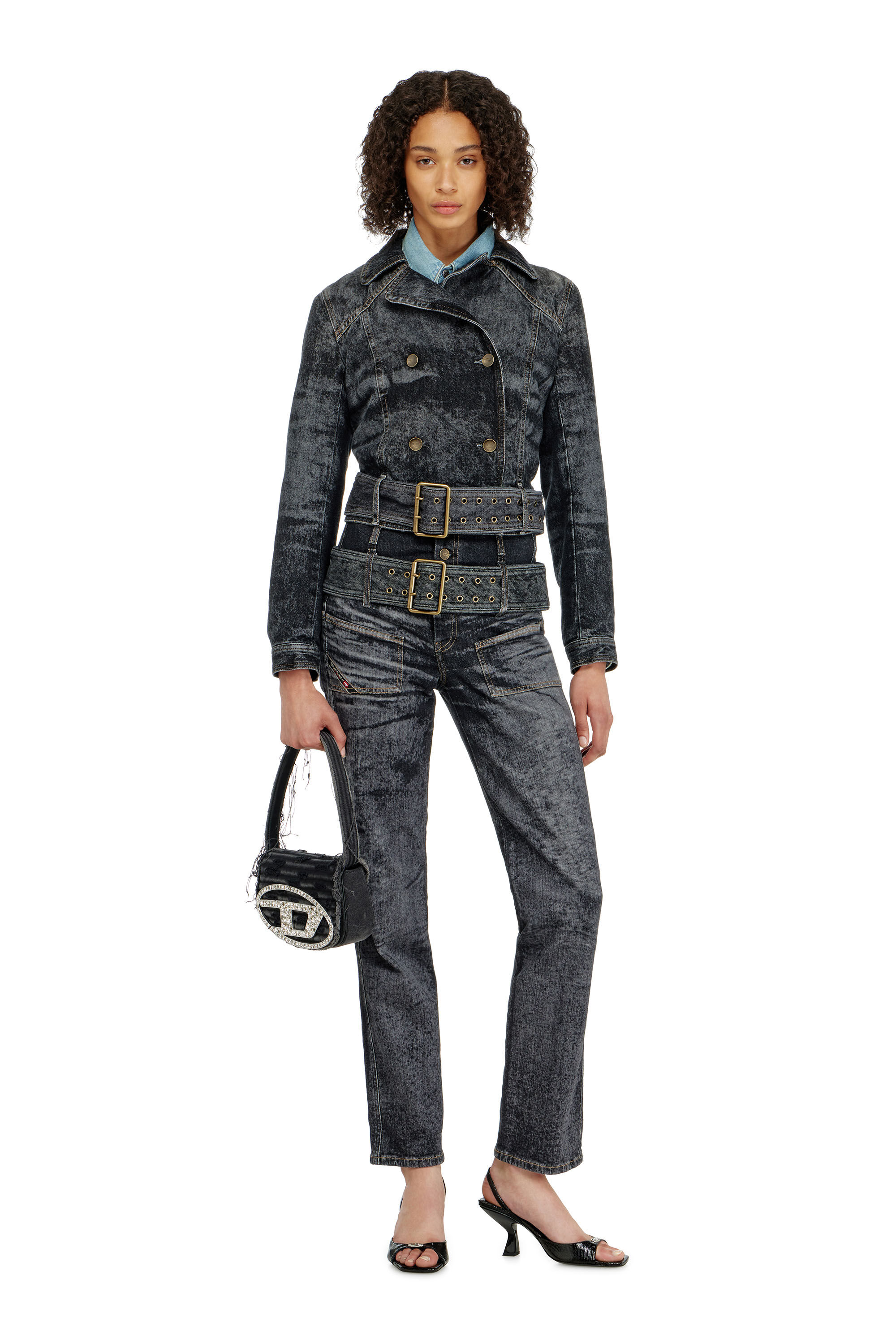 Diesel - Female's Slim Jeans D-Gorina 09Q30, ブラック/ダークグレー - 1