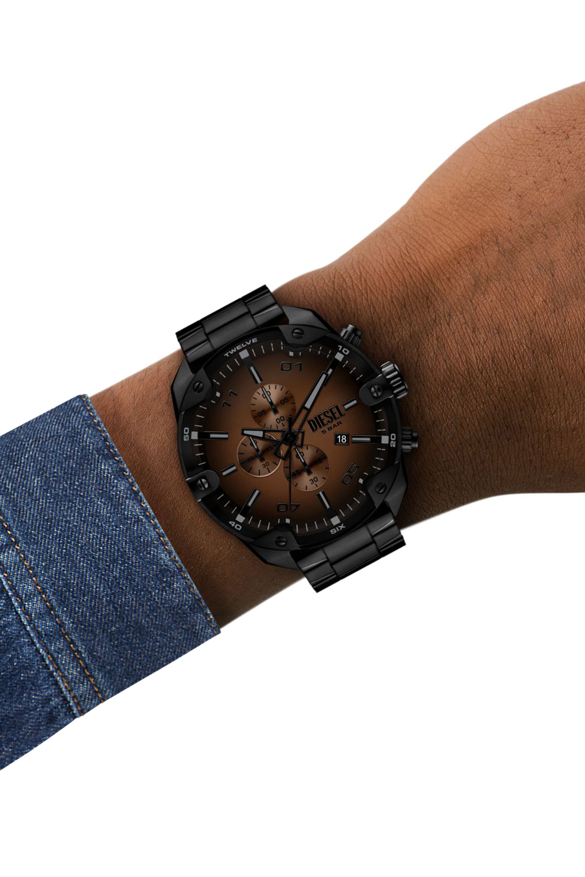 Diesel - DZ4691 WATCH, Male's Spiked black stainless steel watch in ブラック - 4