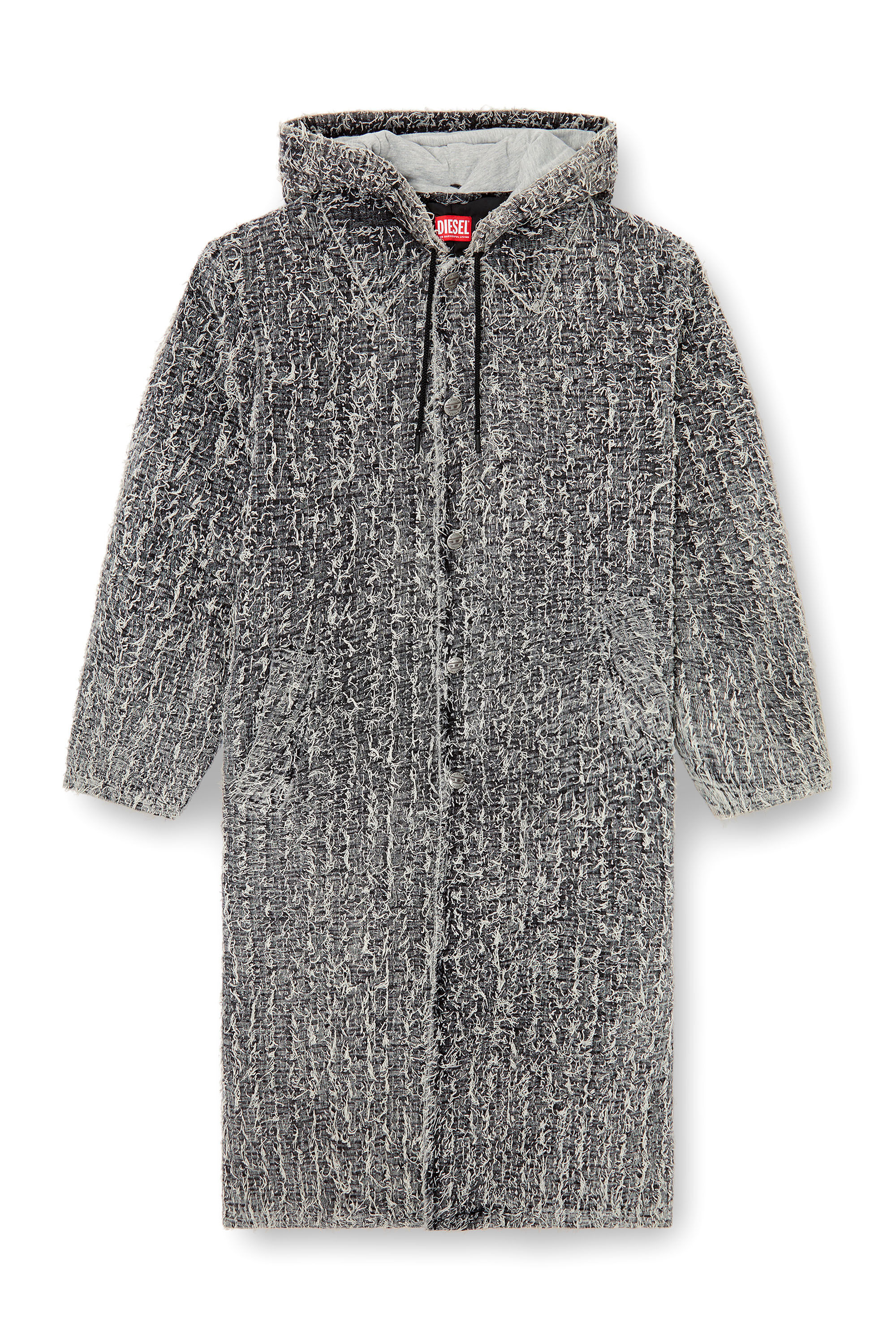 Diesel - D-JACK-S, Unisex's Hooded coat in bouclé denim in ブラック - 2