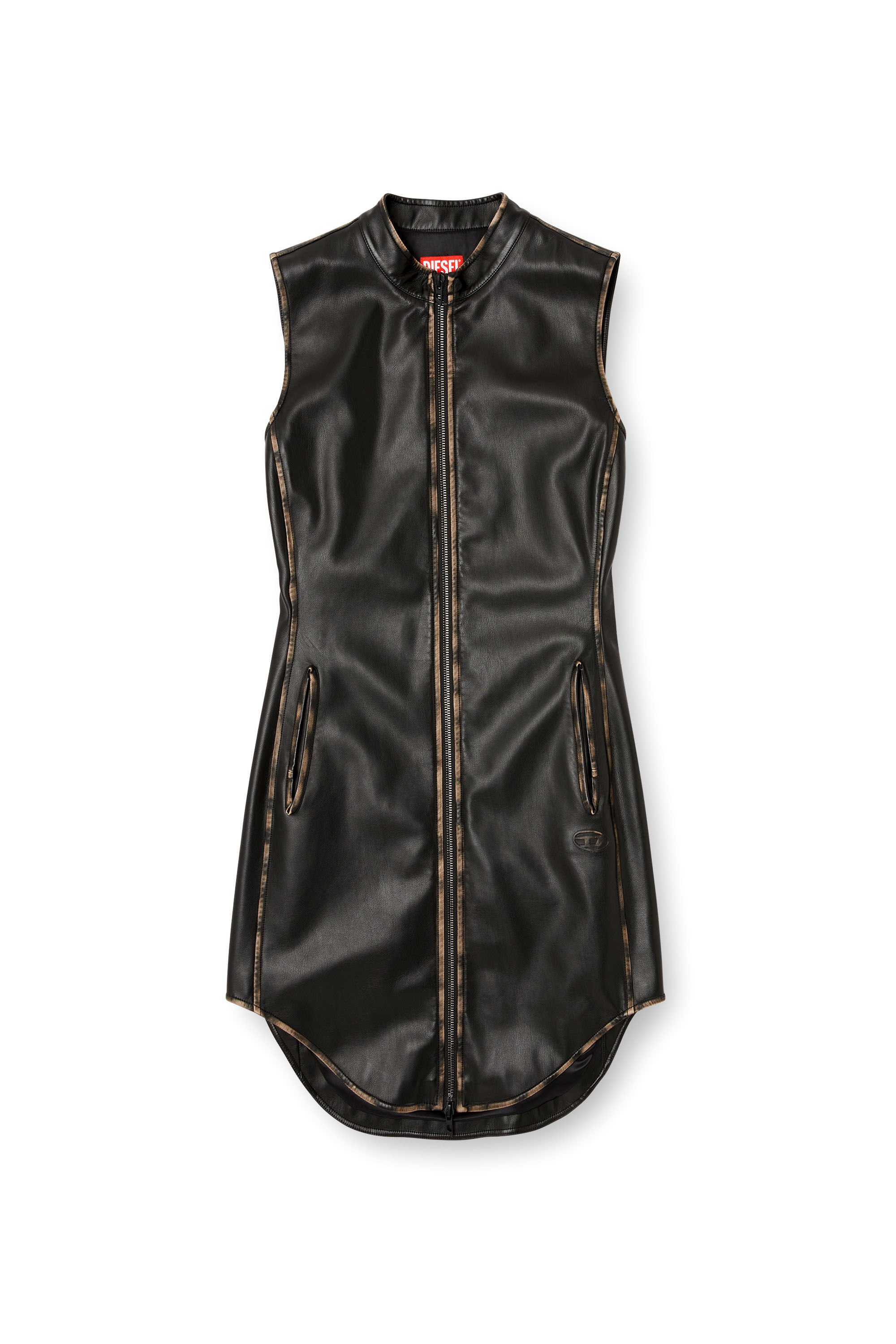Diesel - D-ENEAS, Female's Dress in treated technical fabric in ブラック/ブラウン - 2