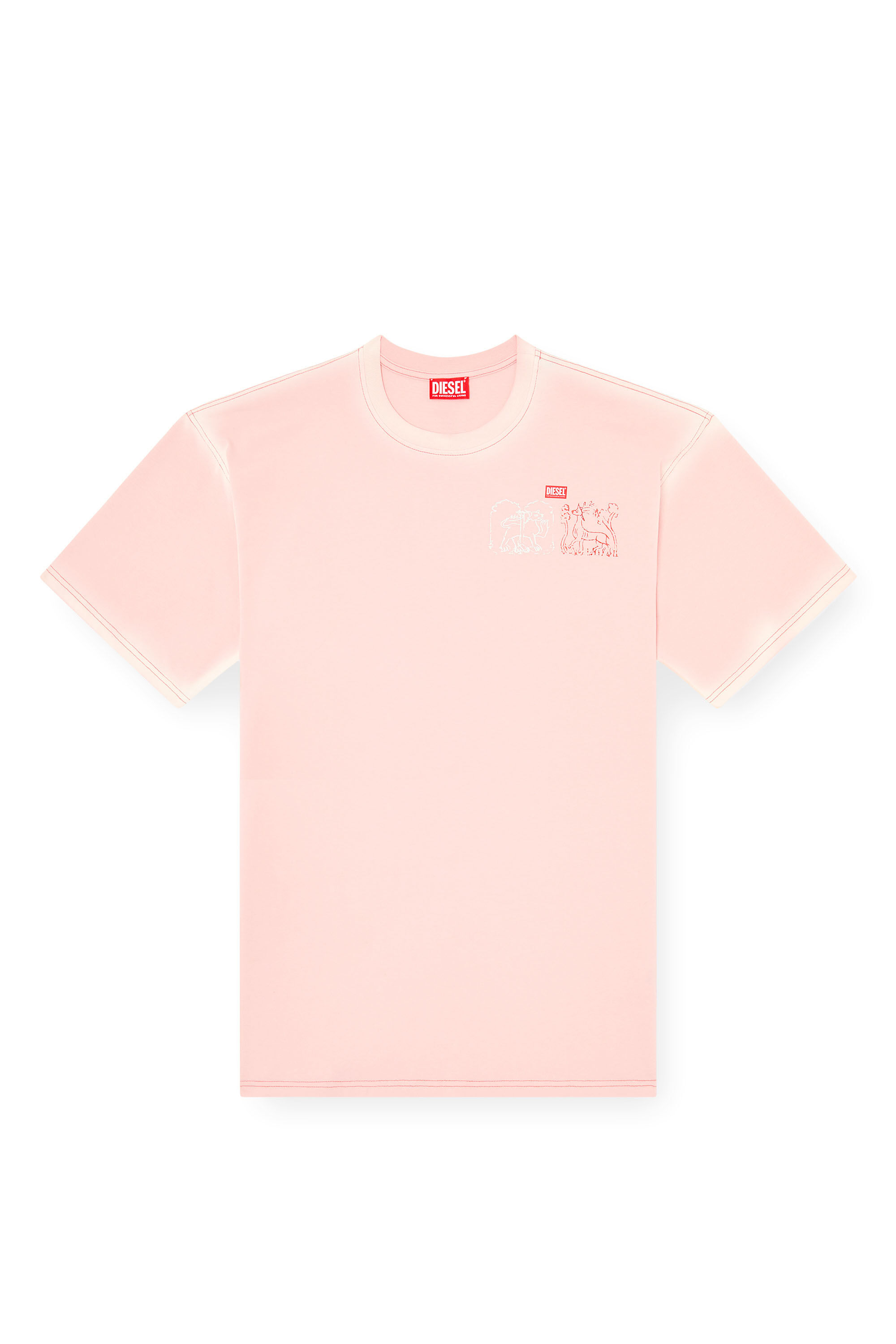 Diesel - T-BOXT-T10, Male's T-shirt with sword print in ピンク / ホワイト - 2
