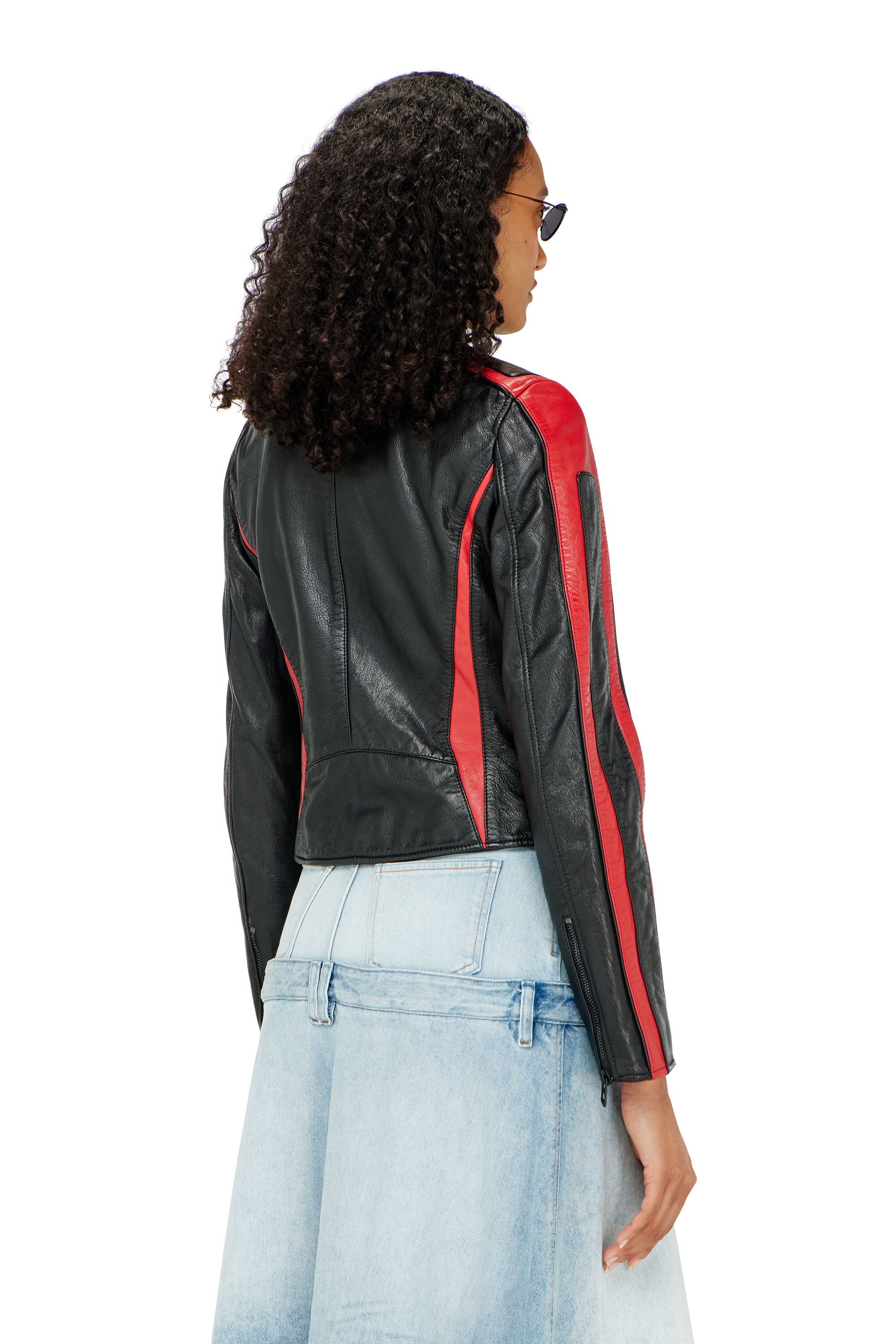 Diesel - L-OVABLE, Female's レザージャケット in ブラック/レッド - 5