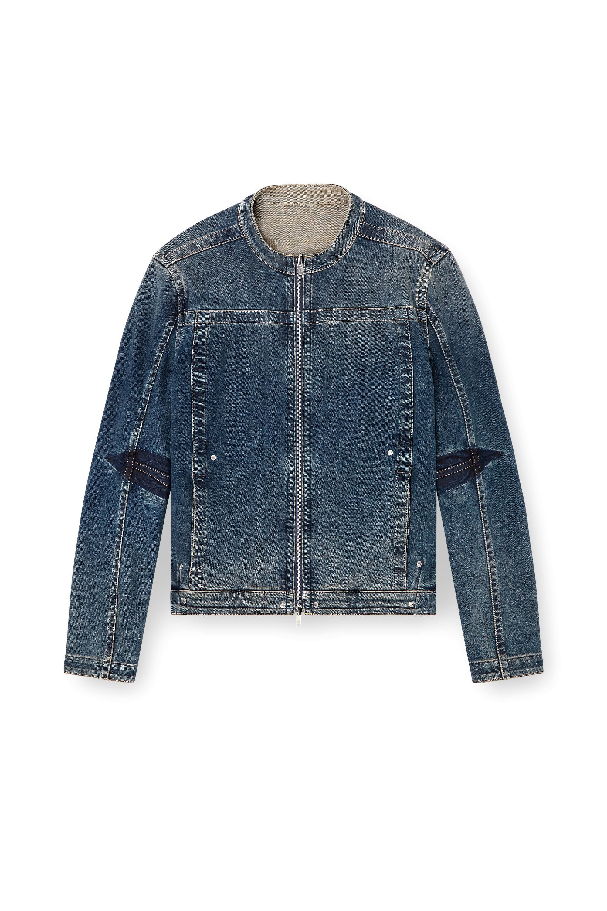 Diesel - D-GLORY-RE, Male's Moto jacket in Rehab denim in ダークブルー - 2