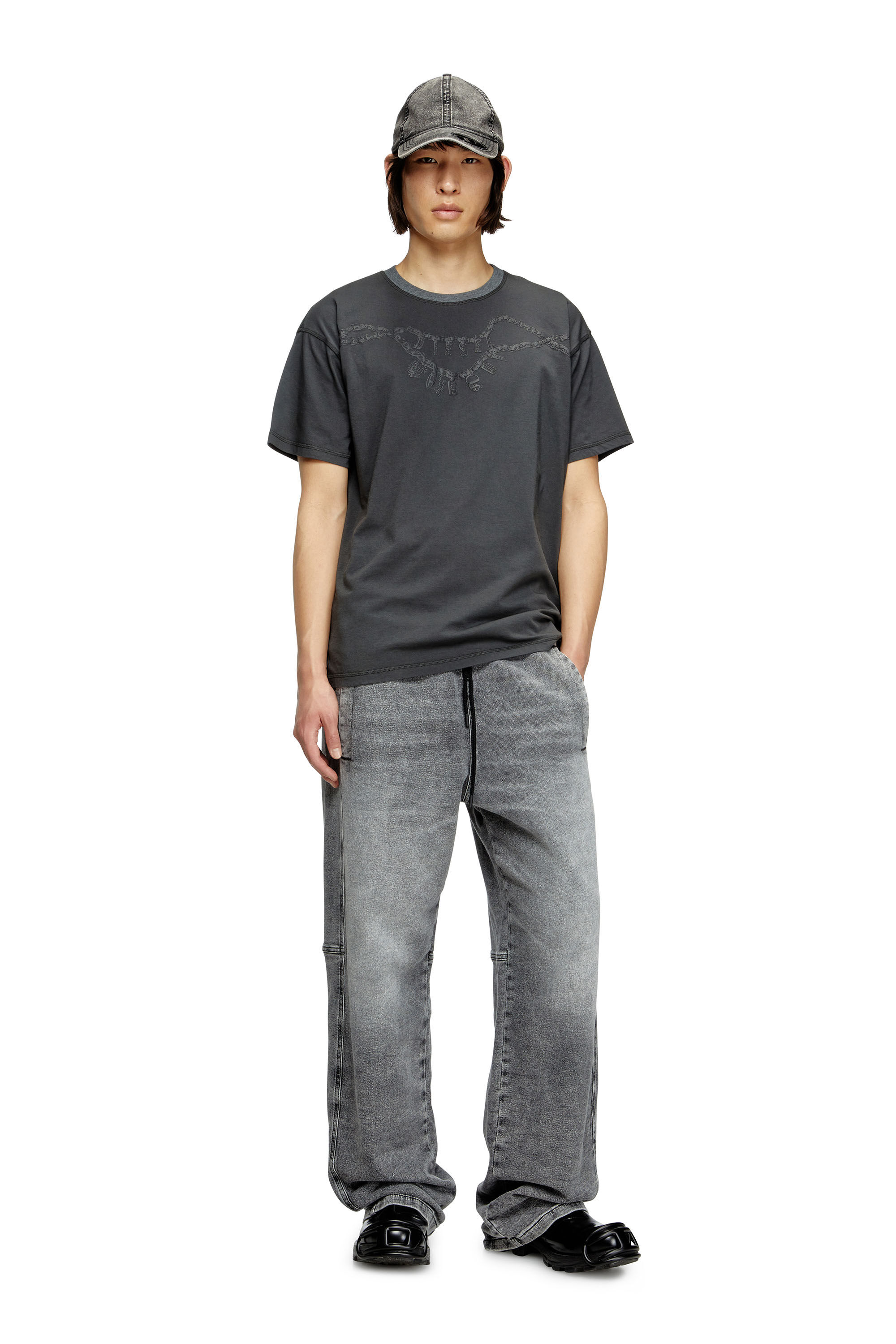 Diesel - T-NORM-HOSHI, Unisex's T-shirt with charm necklace print in ダークグレー - 1